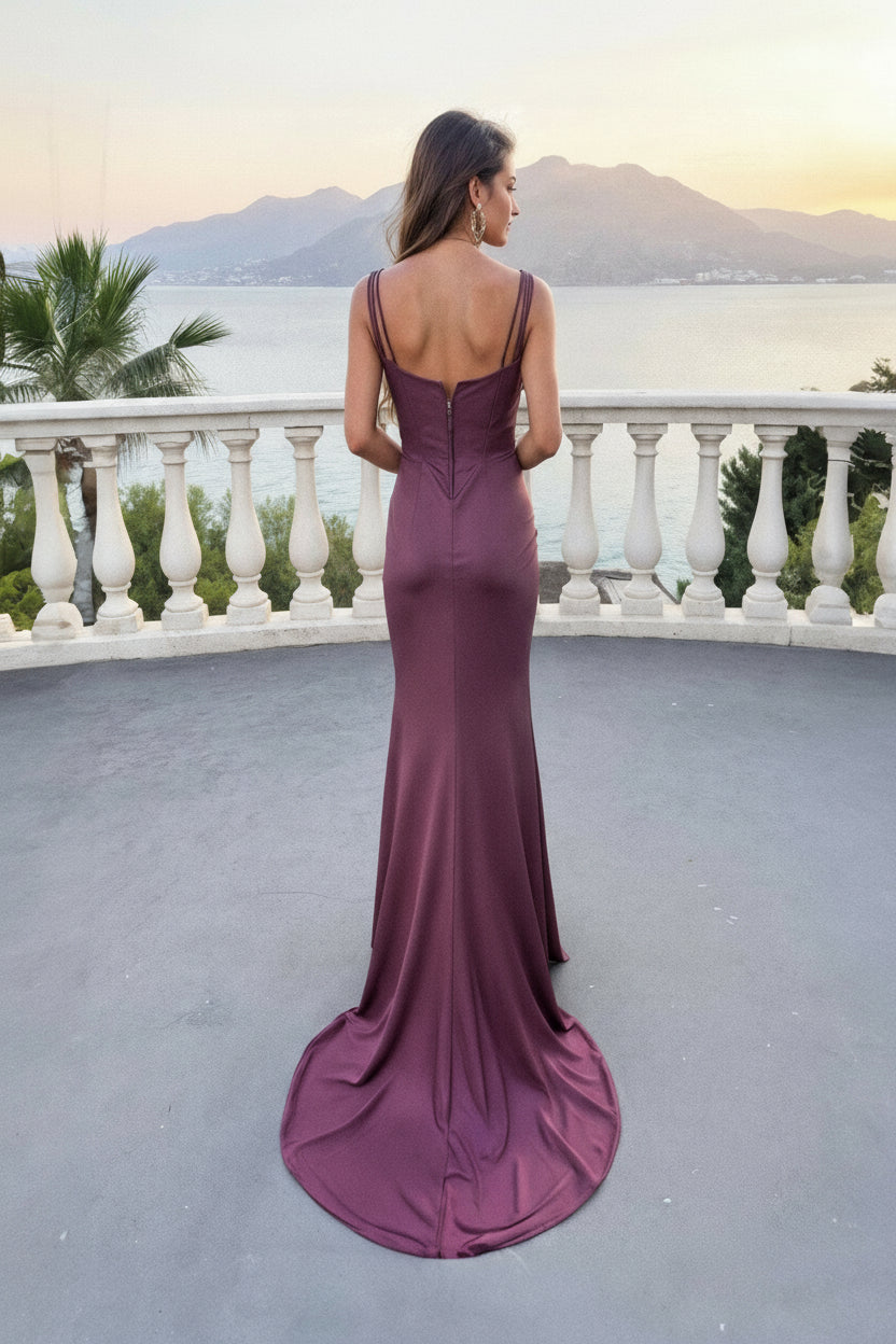 Prom Dresses Prom Beaded Long Formal Fitted Evening Dress DARK PURPLE