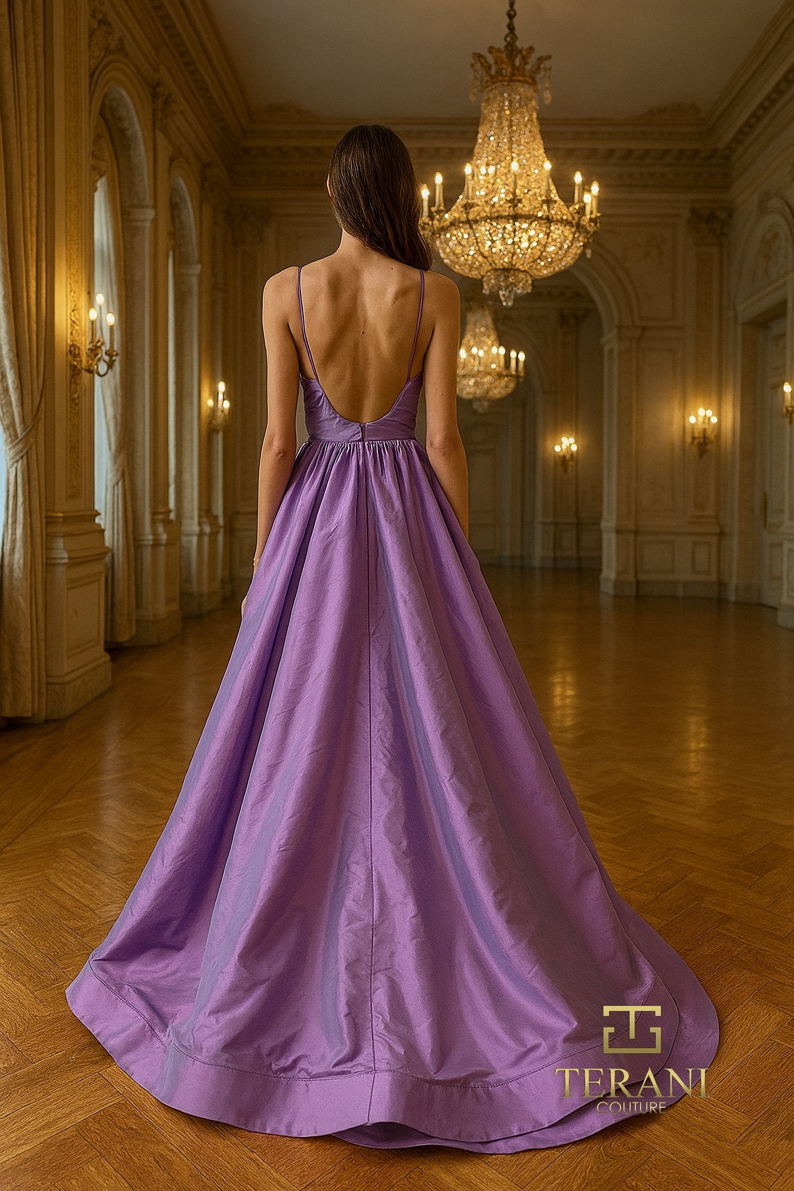 Prom Dresses High Low Ball Gown Ruffle Prom Dress ORCHID