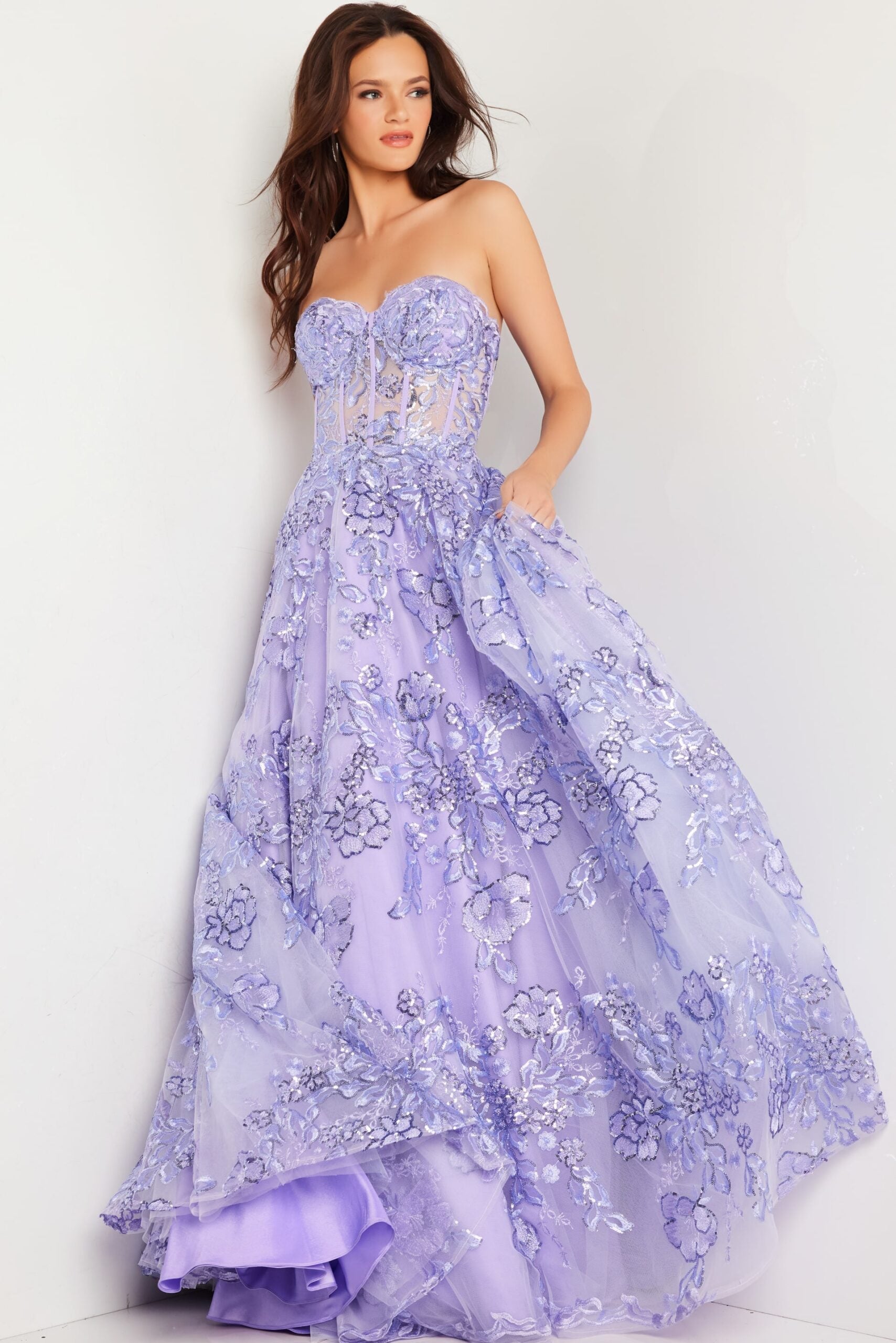 Prom Dresses Long Ball Gown Beaded Sequin Prom Dress Lilac