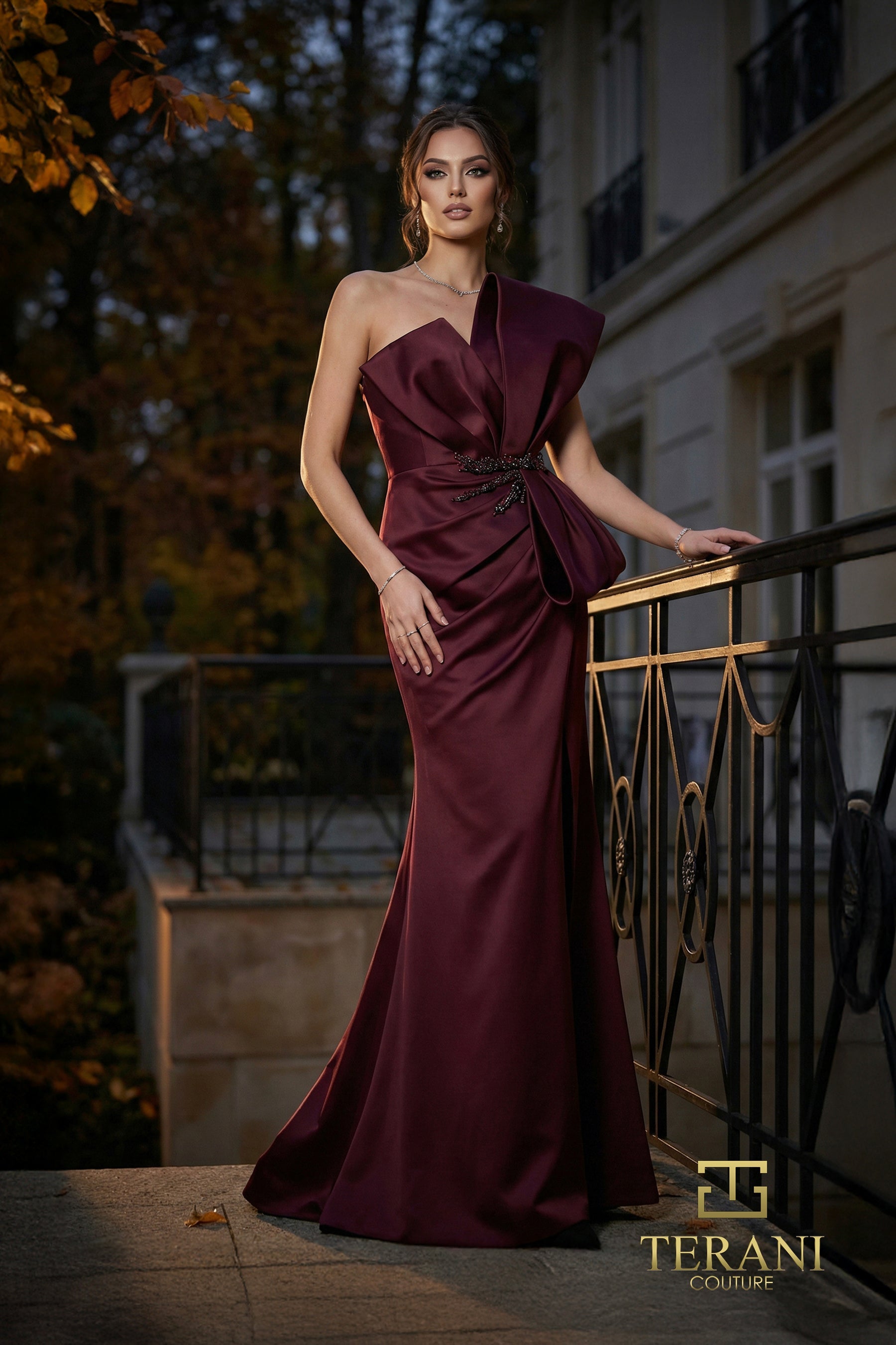 Strapless Straight Neck Floor-Length Satin Formal Mermaid Terani Couture 262E7358