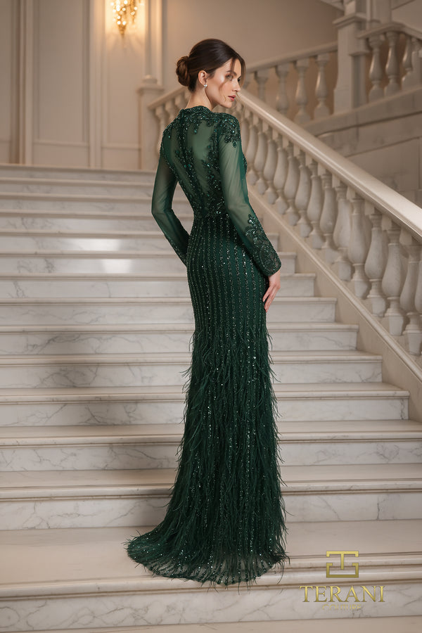 Illusion Floor-Length Sequin Formal Sheath/Column Terani Couture 262GL7162