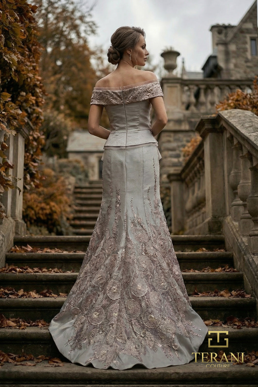 Off-the-Shoulder Floor-Length Lace Formal A-Line Terani Couture 262M7268