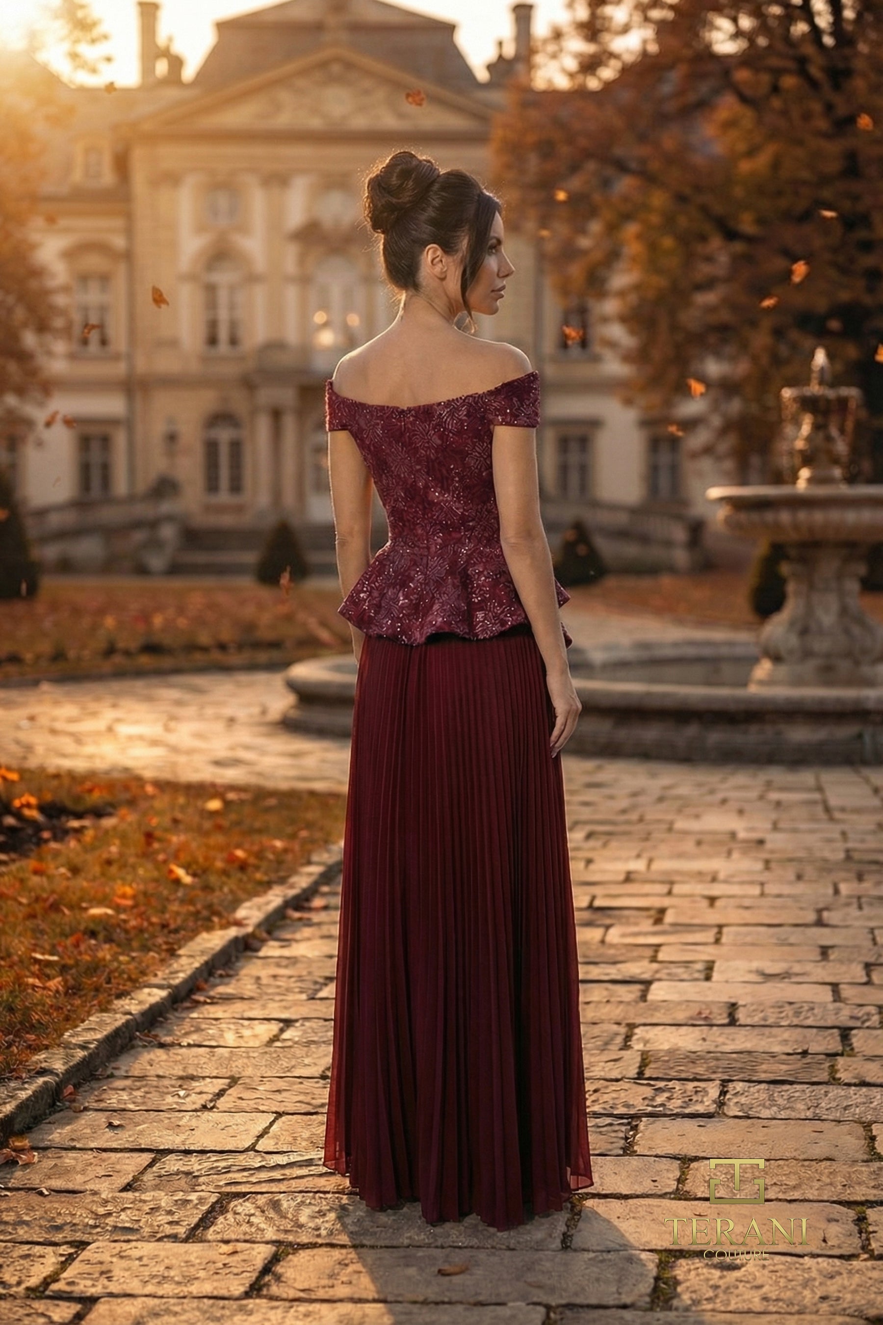 Off-the-Shoulder Floor-Length Lace Formal A-Line Terani Couture 262M7287