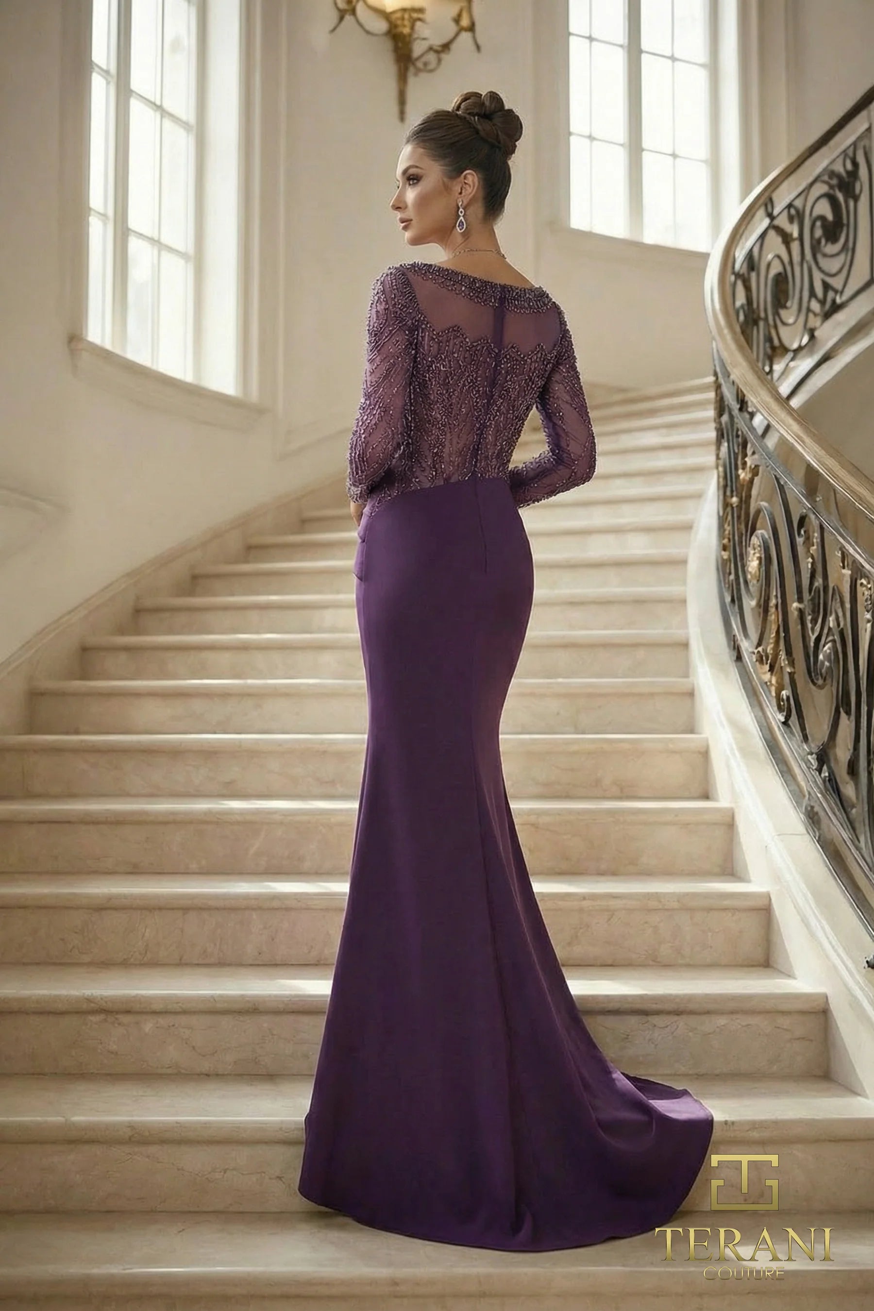 Illusion Floor-Length Lace Formal Sheath/Column Terani Couture 262M7293
