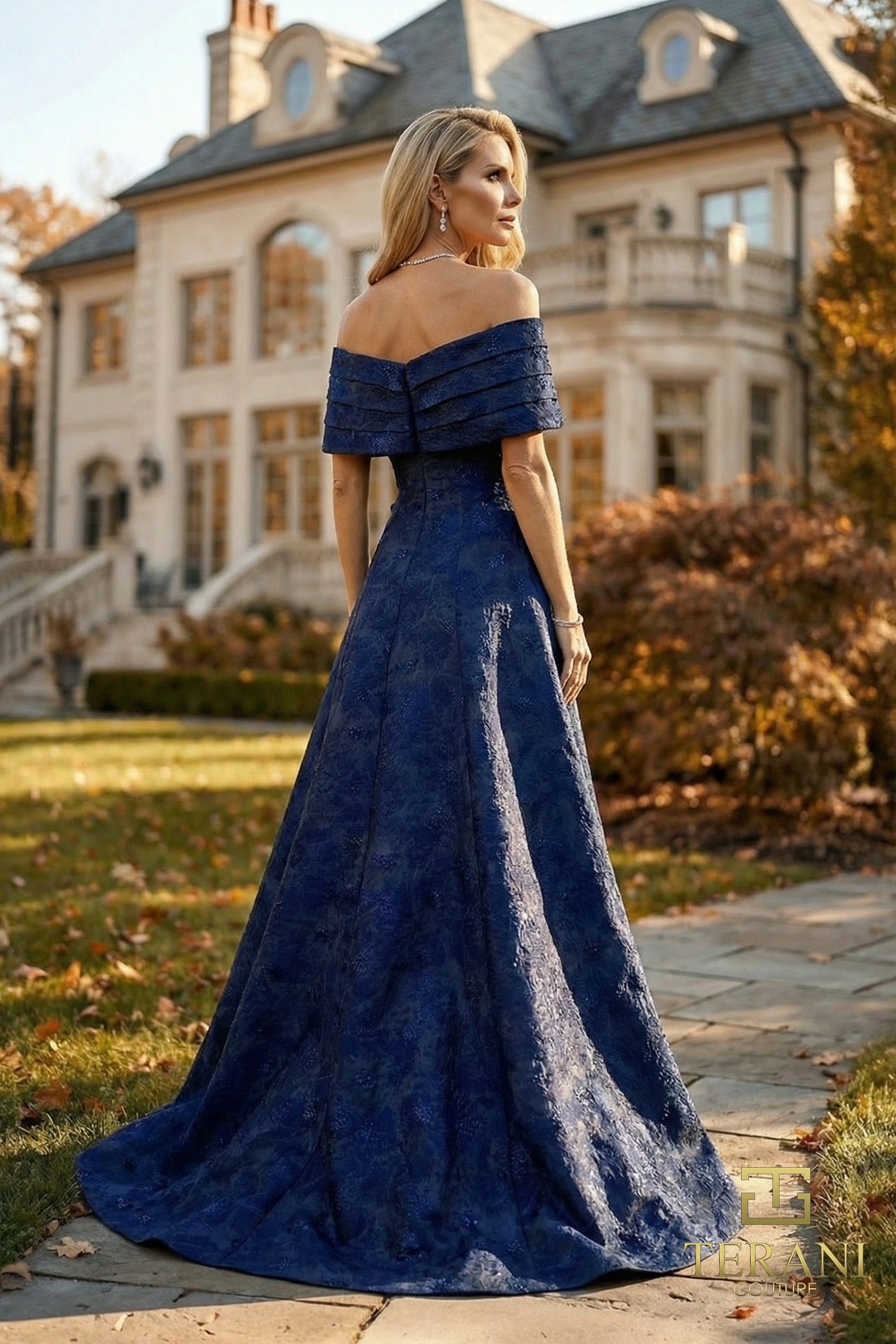 Off-the-Shoulder Floor-Length Lace Formal A-Line Terani Couture 262M7299