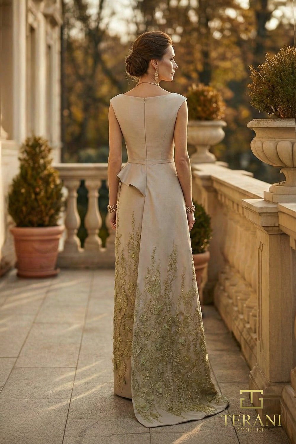 Bateau Floor-Length Satin Formal Sheath/Column Terani Couture 262M7305