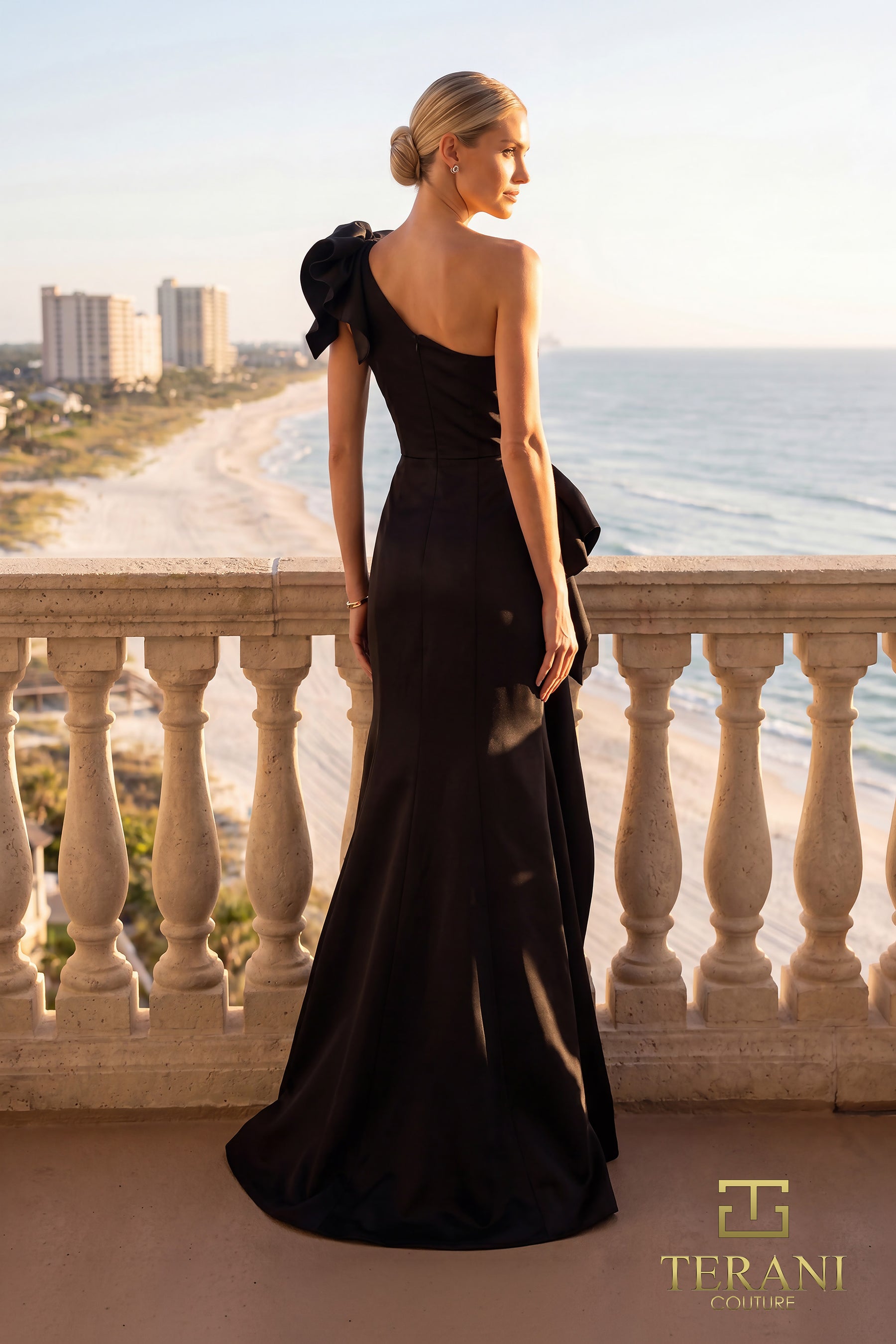 One-Shoulder Floor-Length Satin Formal Sheath Terani Couture 262E7132