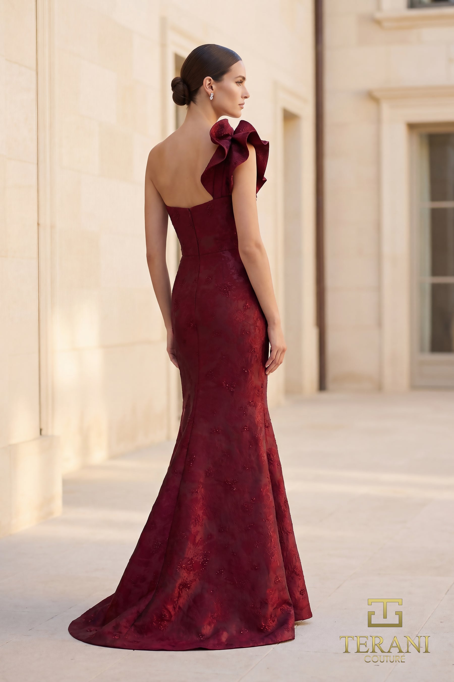 Strapless Curved Neck Floor-Length Lace Formal Mermaid Terani Couture 262E7136