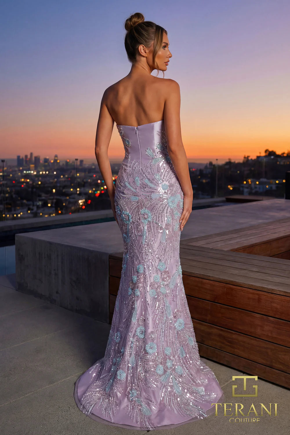 Strapless Straight Neck Floor-Length Satin Formal Mermaid/Trumpet Terani Couture 262E7542