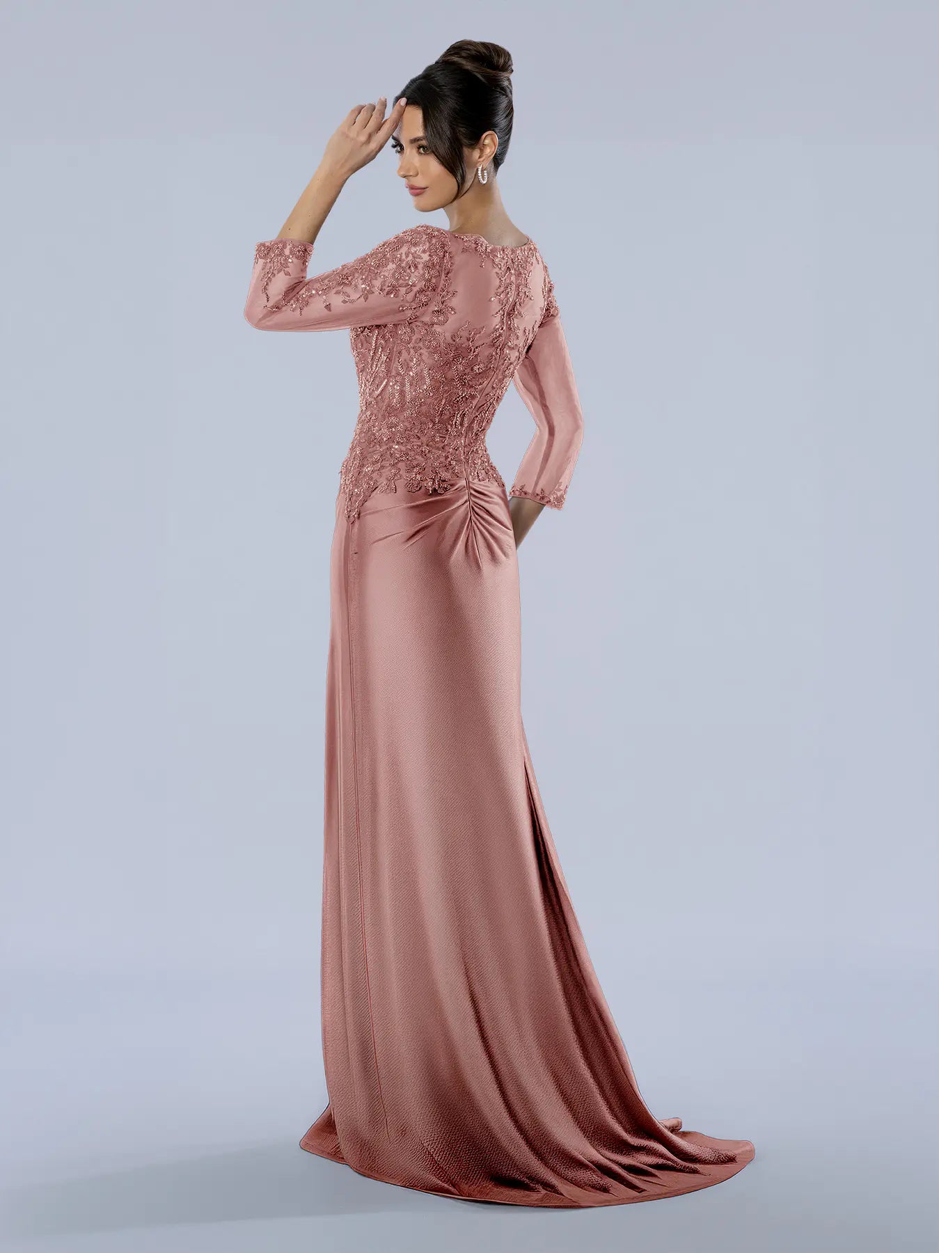 Blush Off-the-Shoulder Floor-Length Jersey Formal Gown with Beaded Bodice Stella Couture 26380