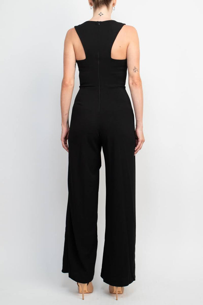 Jumpsuit Ruffle Hem Formal Jumpsuit BLACK
