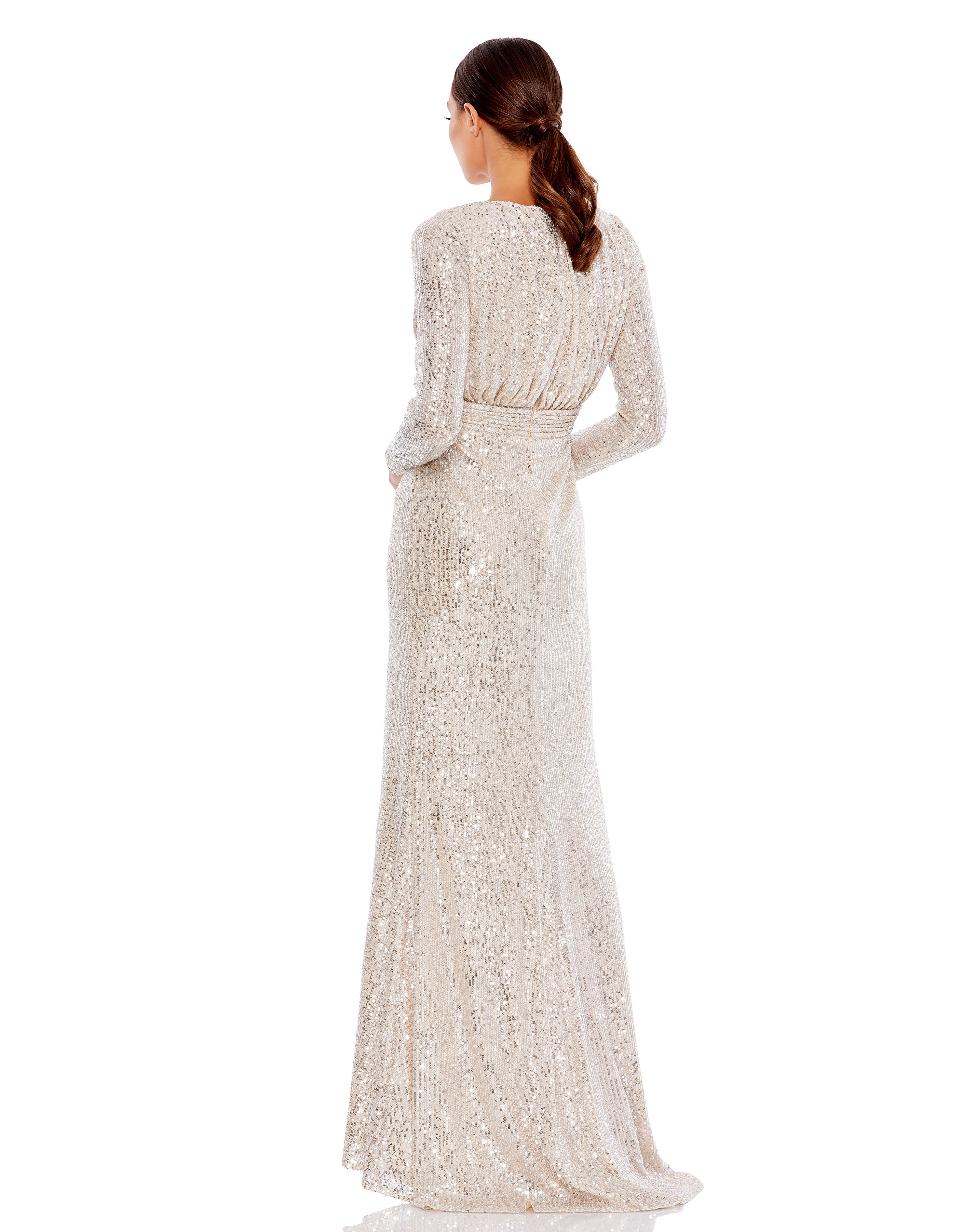 Formal Dresses Prom Long Sleeve Formal Dress Silver
