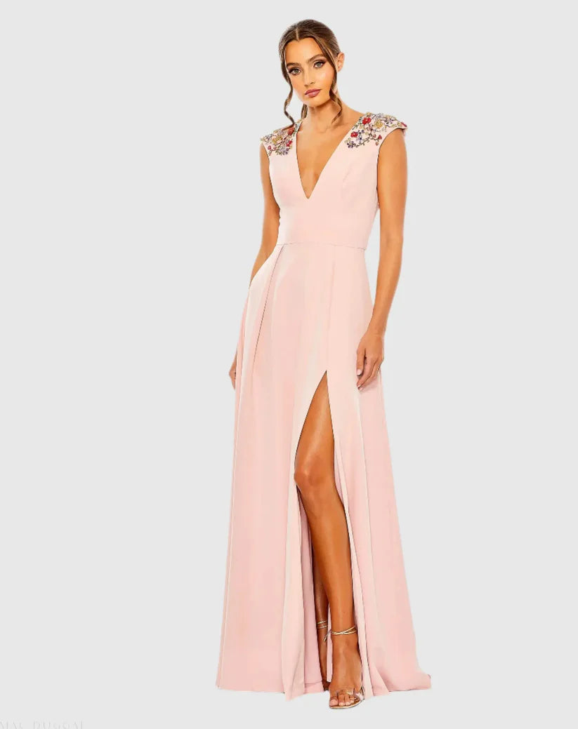 Mac Duggal Prom Long Floral Beaded Dress 26540 - The Dress Outlet