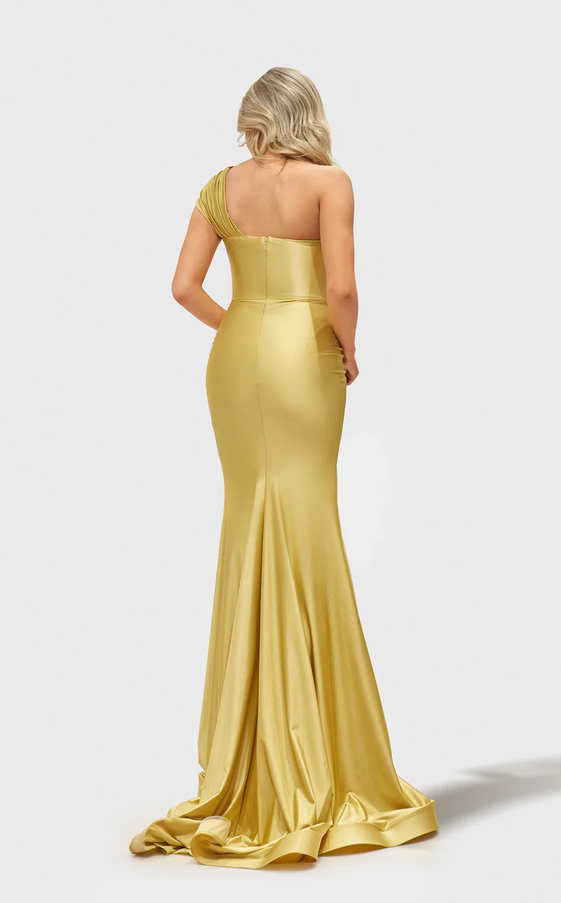 Prom Dresses Fitted Long Formal Evening Prom Dress Pale Yellow