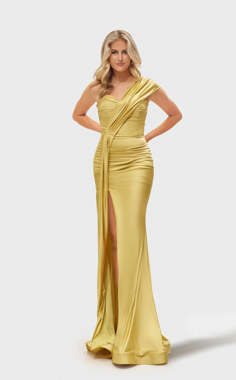 Prom Dresses Fitted Long Formal Evening Prom Dress Pale Yellow