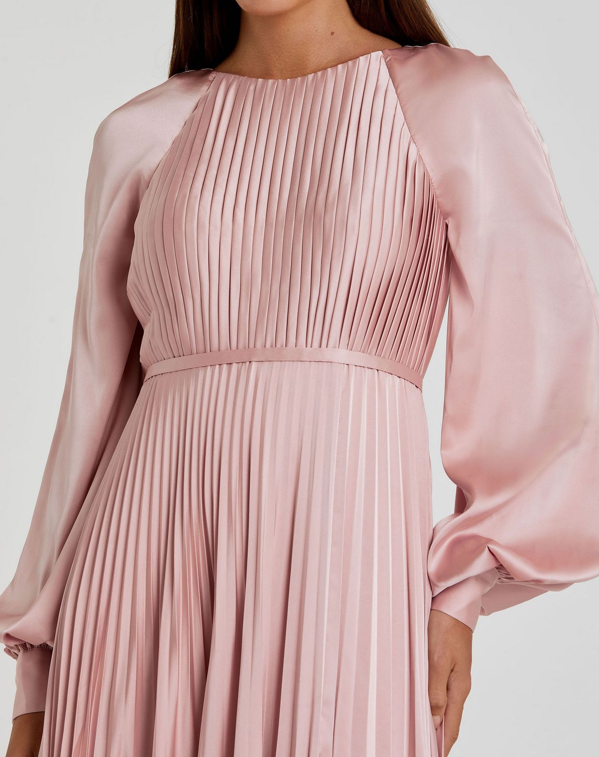 Formal Dresses Long Sleeve Formal Pleated Dress Blush