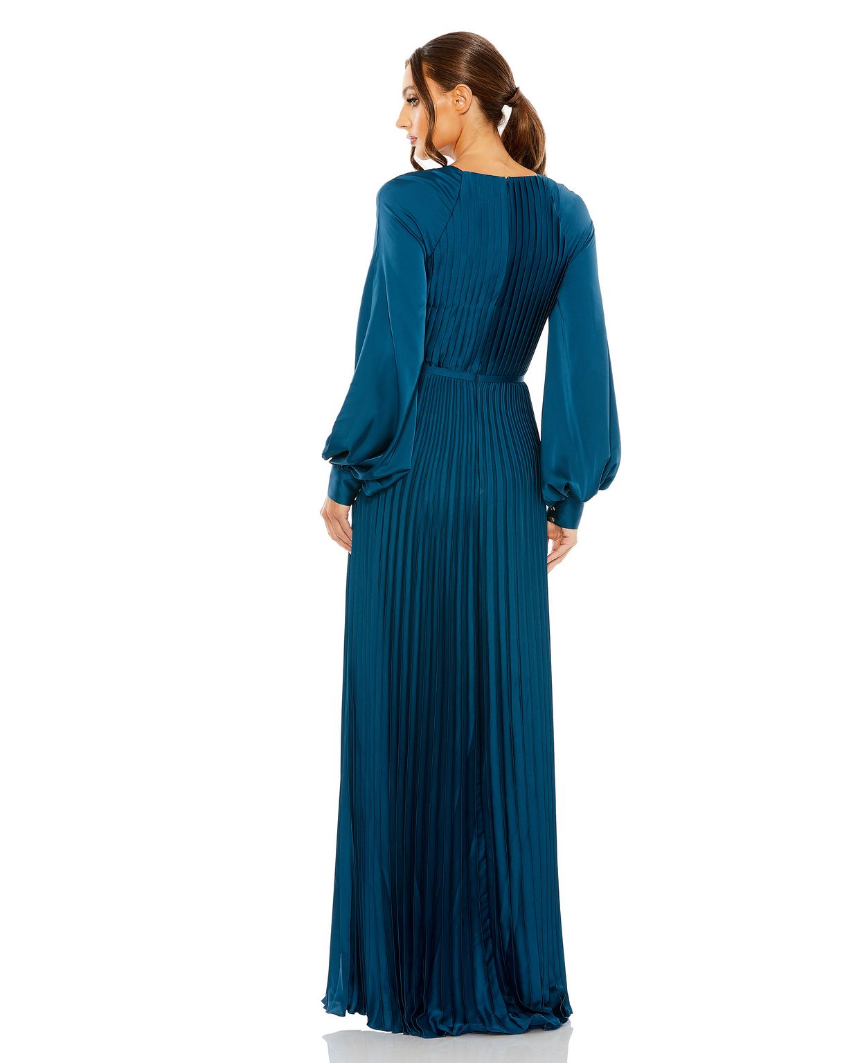 Formal Dresses Long Sleeve Formal Pleated Dress Peacock