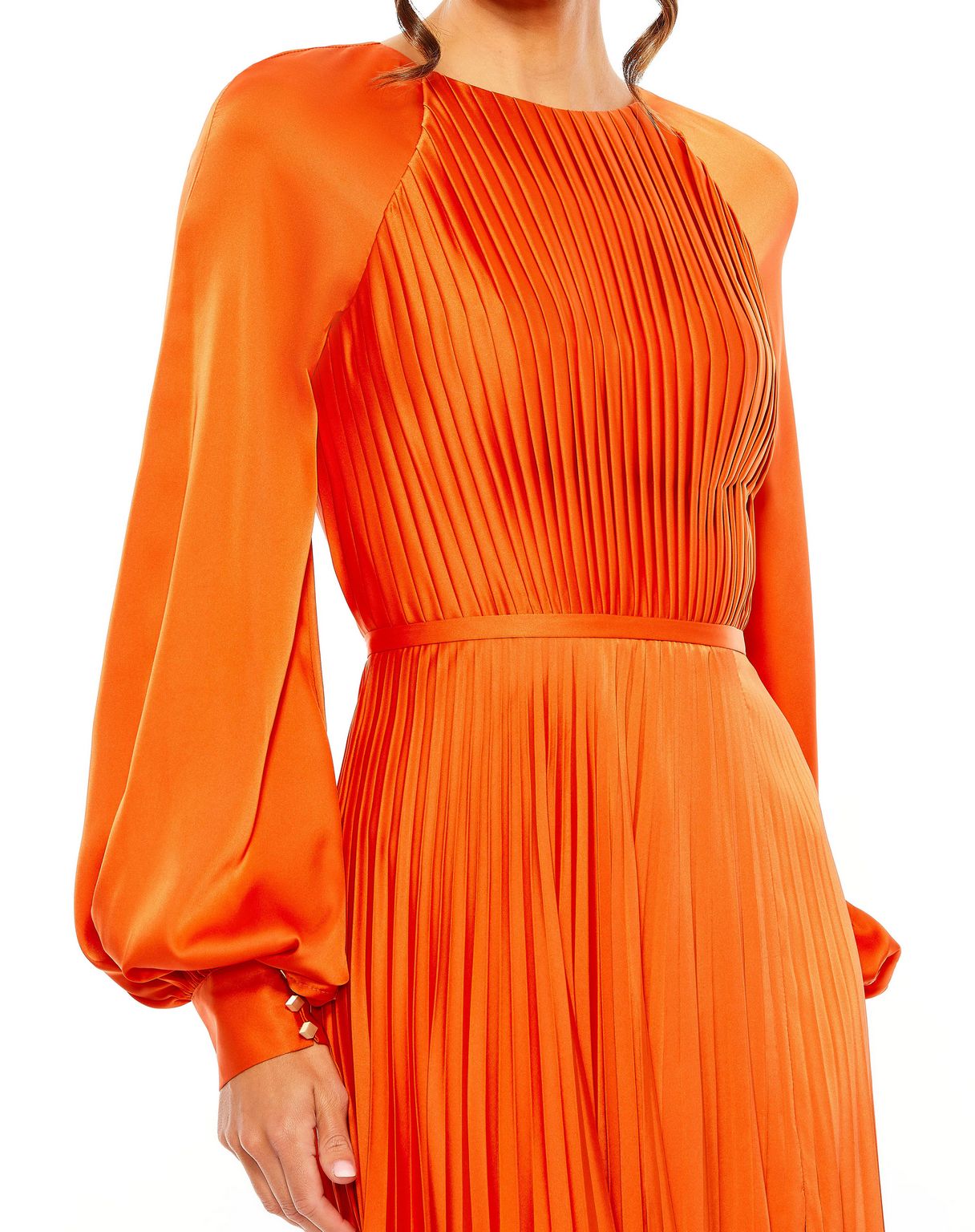 Formal Dresses Long Sleeve Formal Pleated Dress Sunset