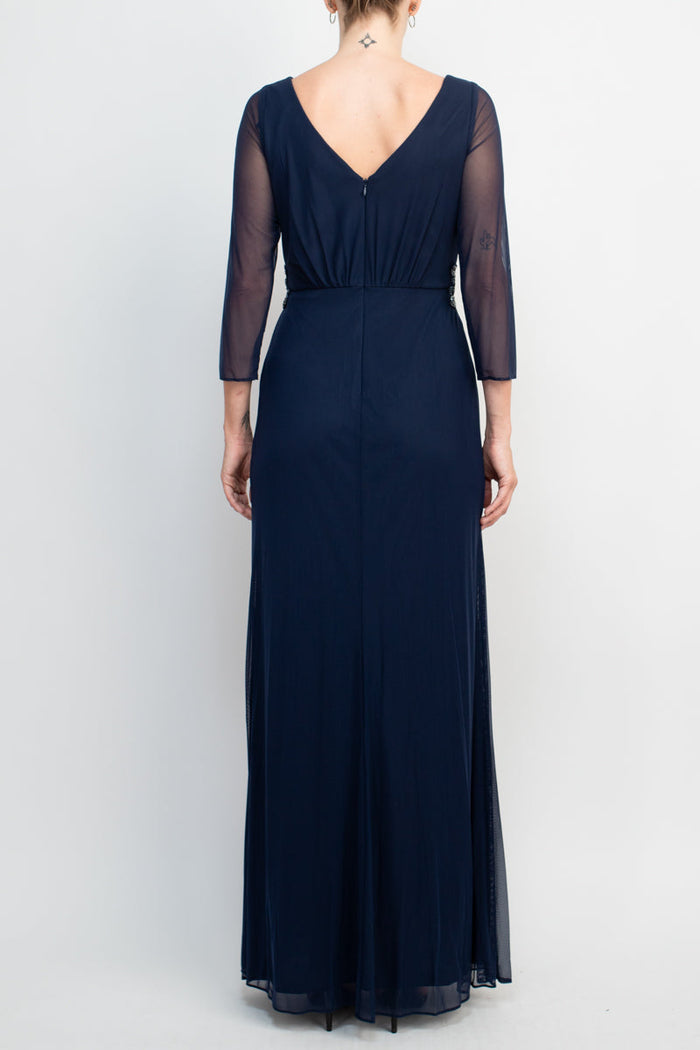 Mother of the Bride Dresses Long Waist Front Zipper Mother of the Bride Dress NAVY