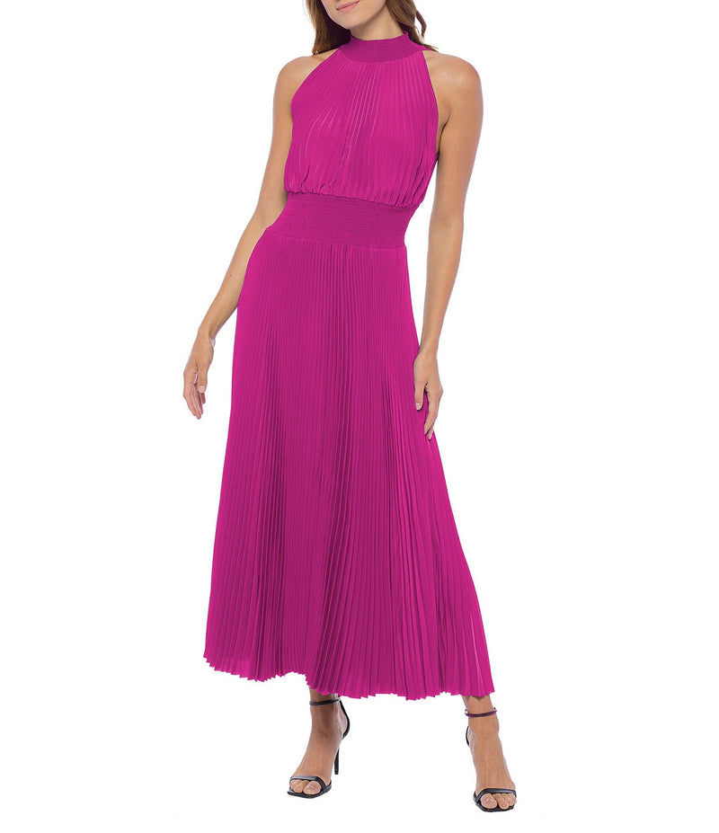 Cocktail Dresses Pleated Midi Length A Line Cocktail Dress Fuchsia