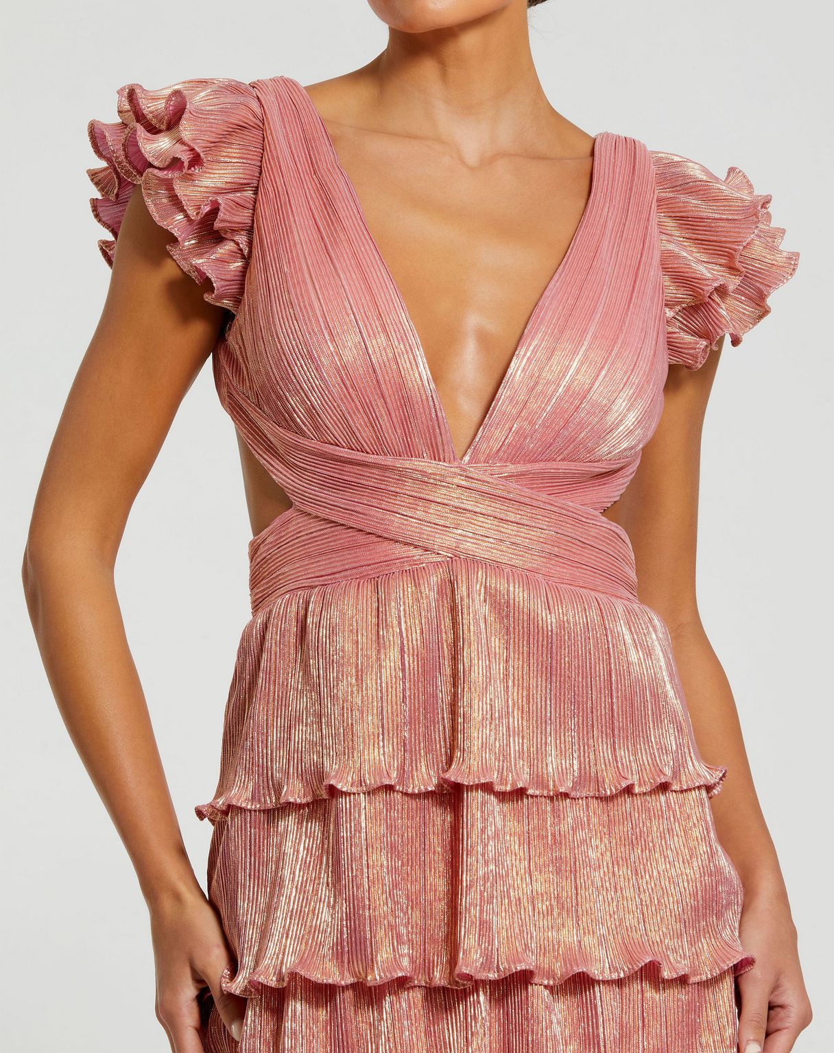 Prom Dresses Long Formal Metallic Prom Gown Coral