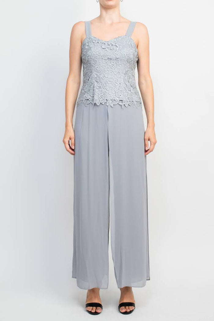 Pant Suit Long Formal Lace Mother of the Bride Pantsuit SILVER