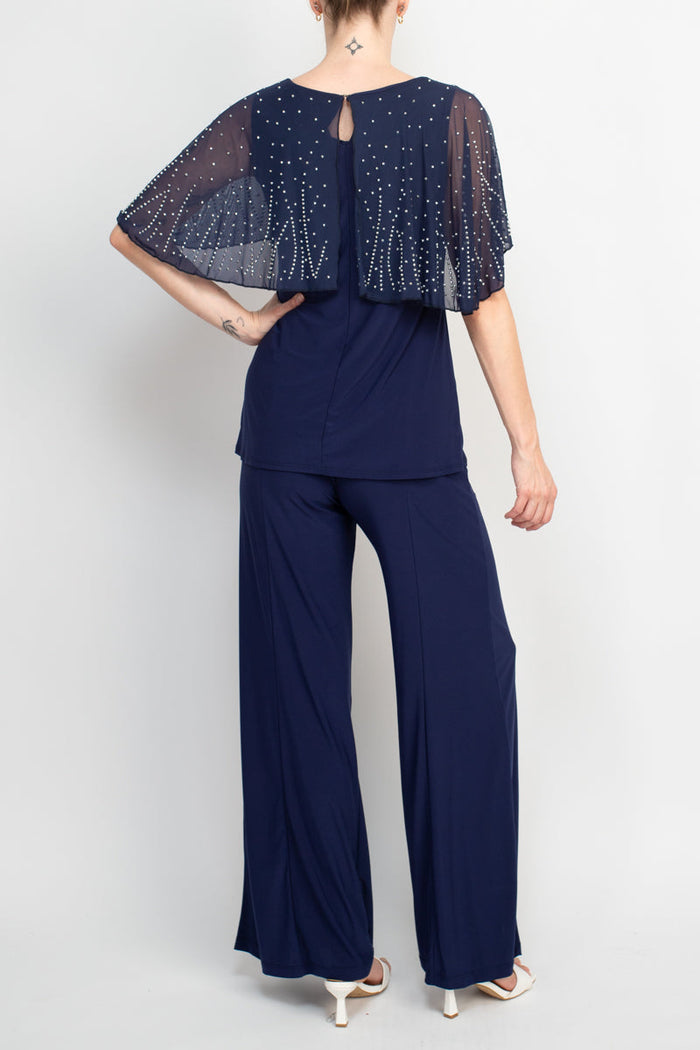 Pant Suit Long Two Piece Mother of the Bride Pant Set Formal NAVY