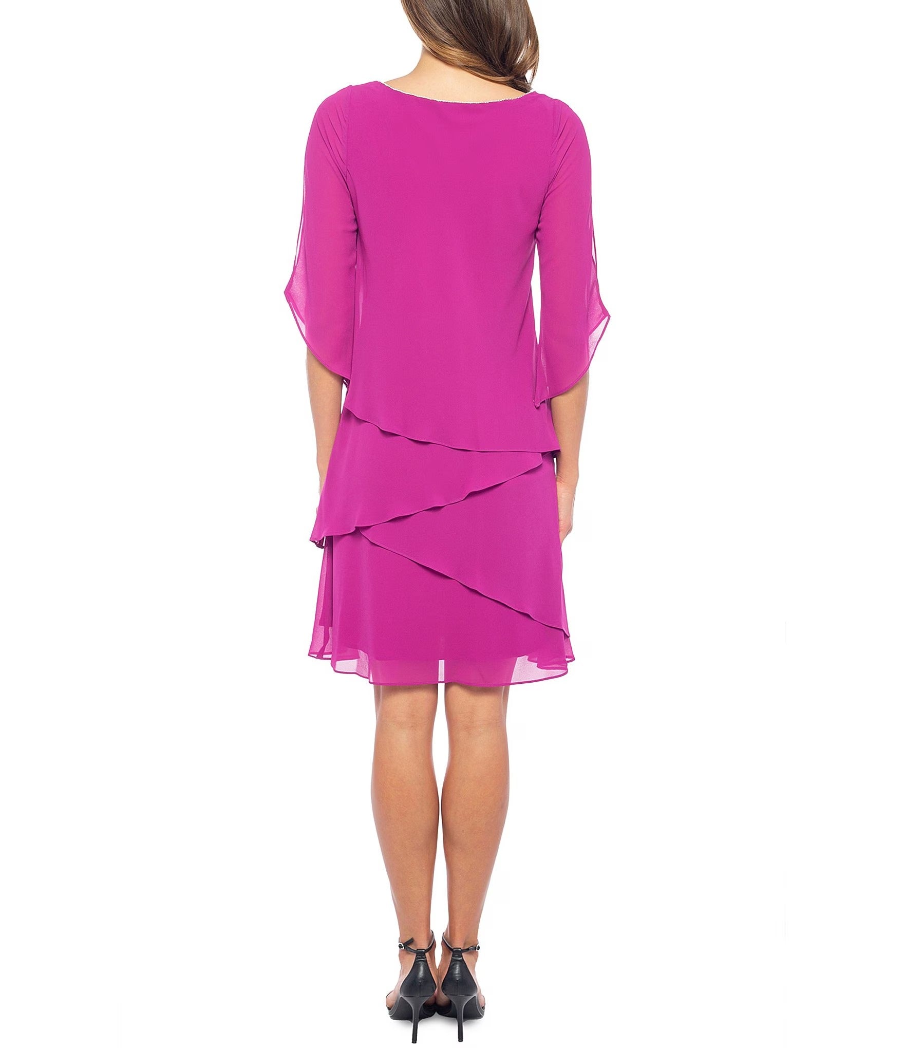 Cocktail Dresses A Line Short Cocktail Tiered Dress Fuchsia