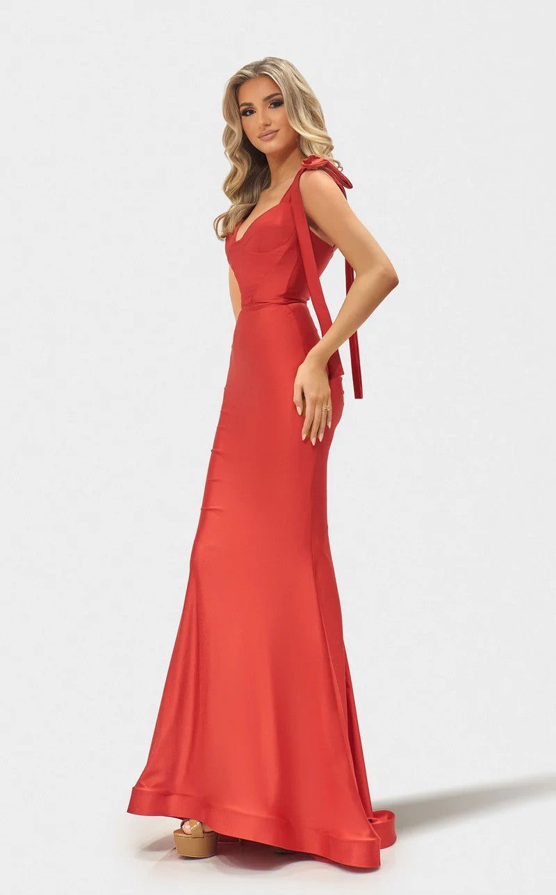 Prom Dresses Long Mermaid Fit Formal Evening Dress Dark Orange