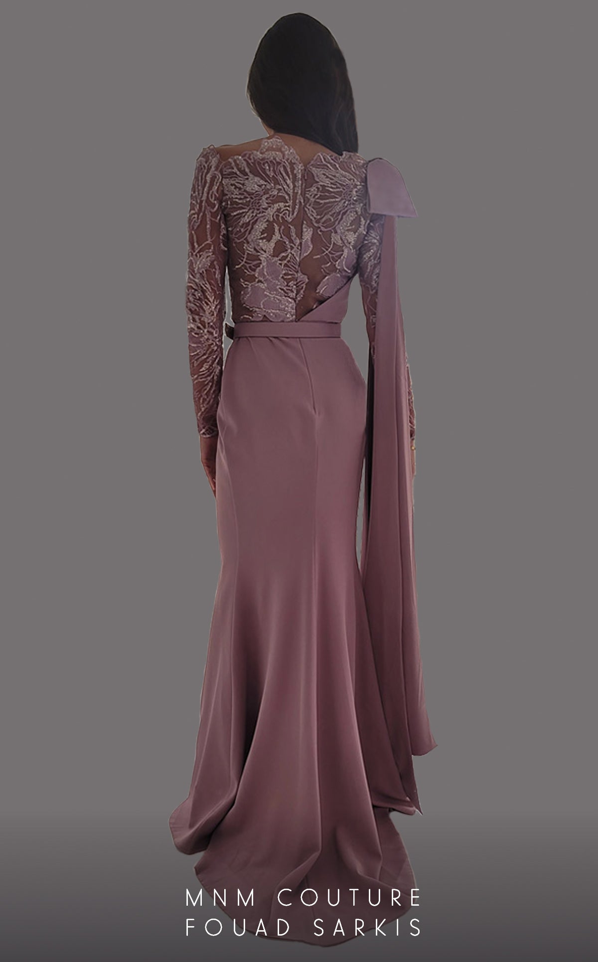 One-Shoulder Floor-Length Crepe Evening Sheath/Colu MNM Couture 2688