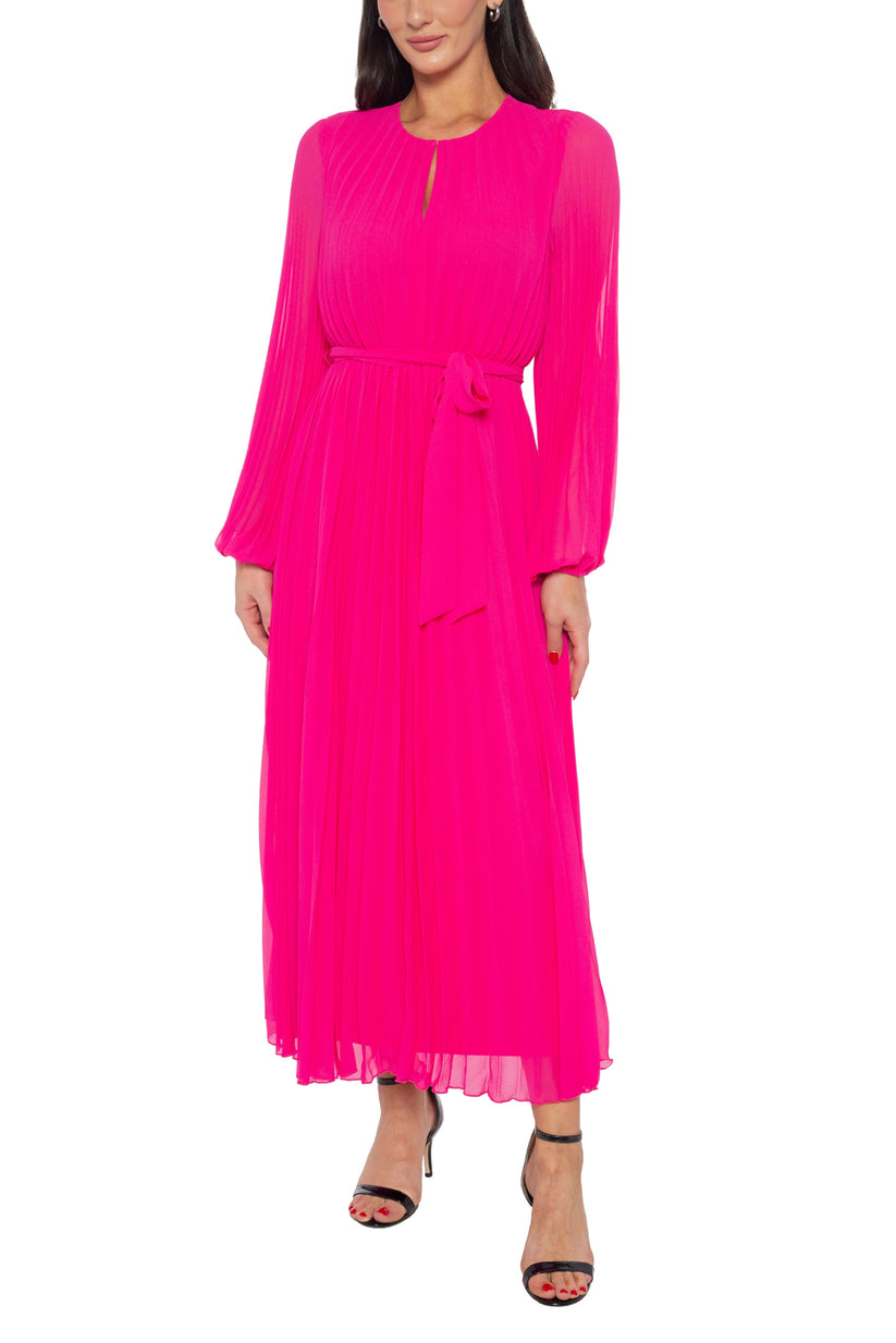 Formal Dresses Midi Length Pleated Formal Evening Dress Fuchsia