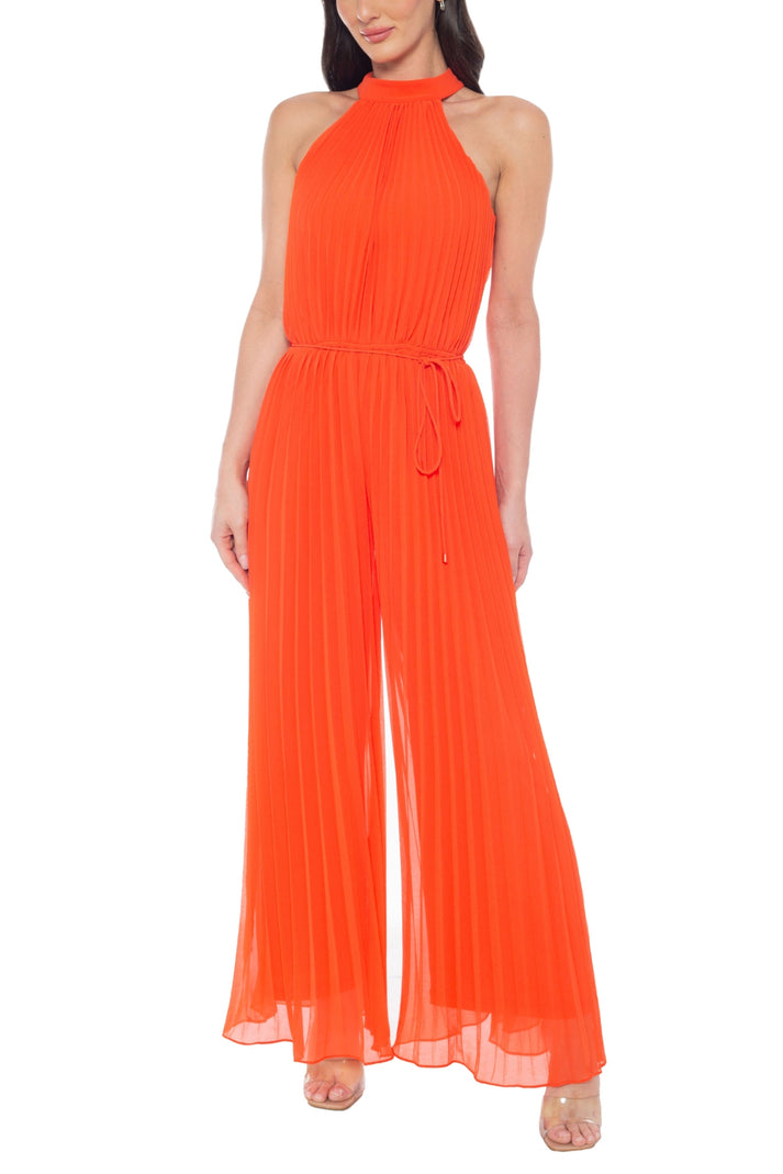 Jumpsuit Long Formal Pleated Jumpsuit Orange