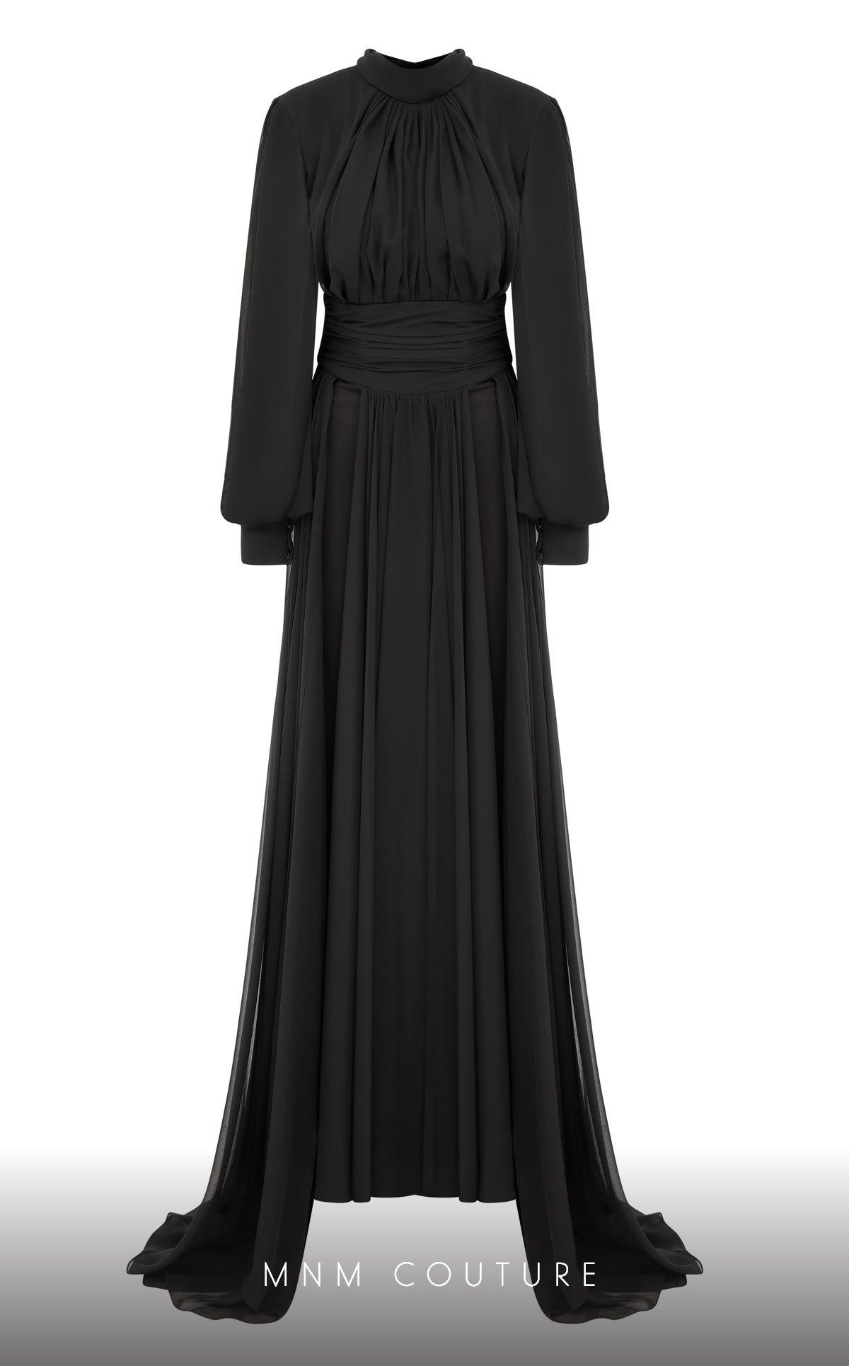 Crew/High-Neck Floor-Length Chiffon Evening A-Line MNM Couture 2706A