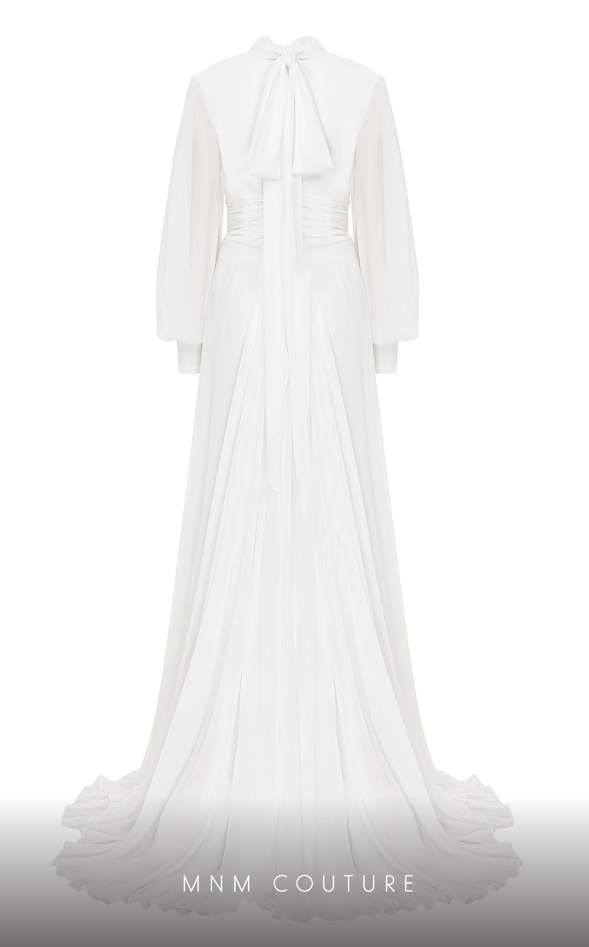 Crew/High-Neck Floor-Length Chiffon Evening A-Line MNM Couture 2706A
