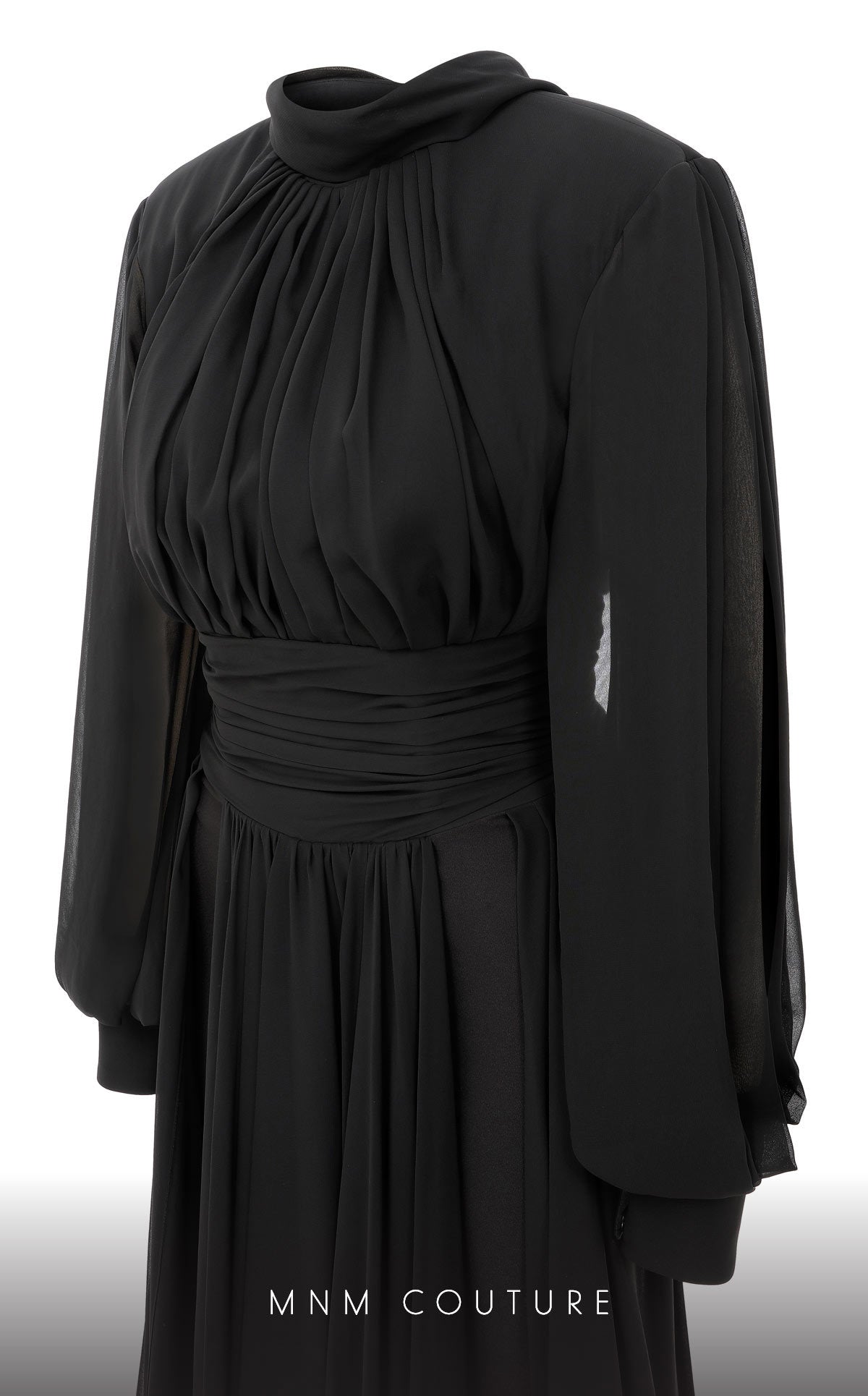 Crew/High-Neck Floor-Length Chiffon Evening A-Line MNM Couture 2706A