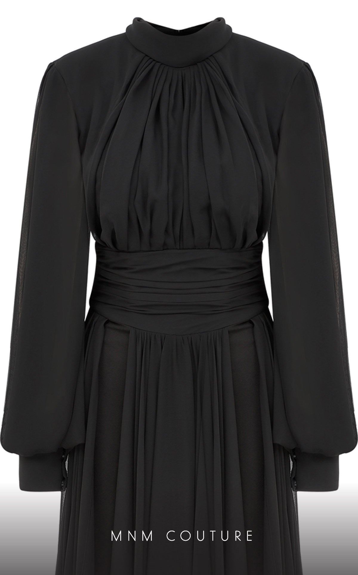 Crew/High-Neck Floor-Length Chiffon Evening A-Line MNM Couture 2706A