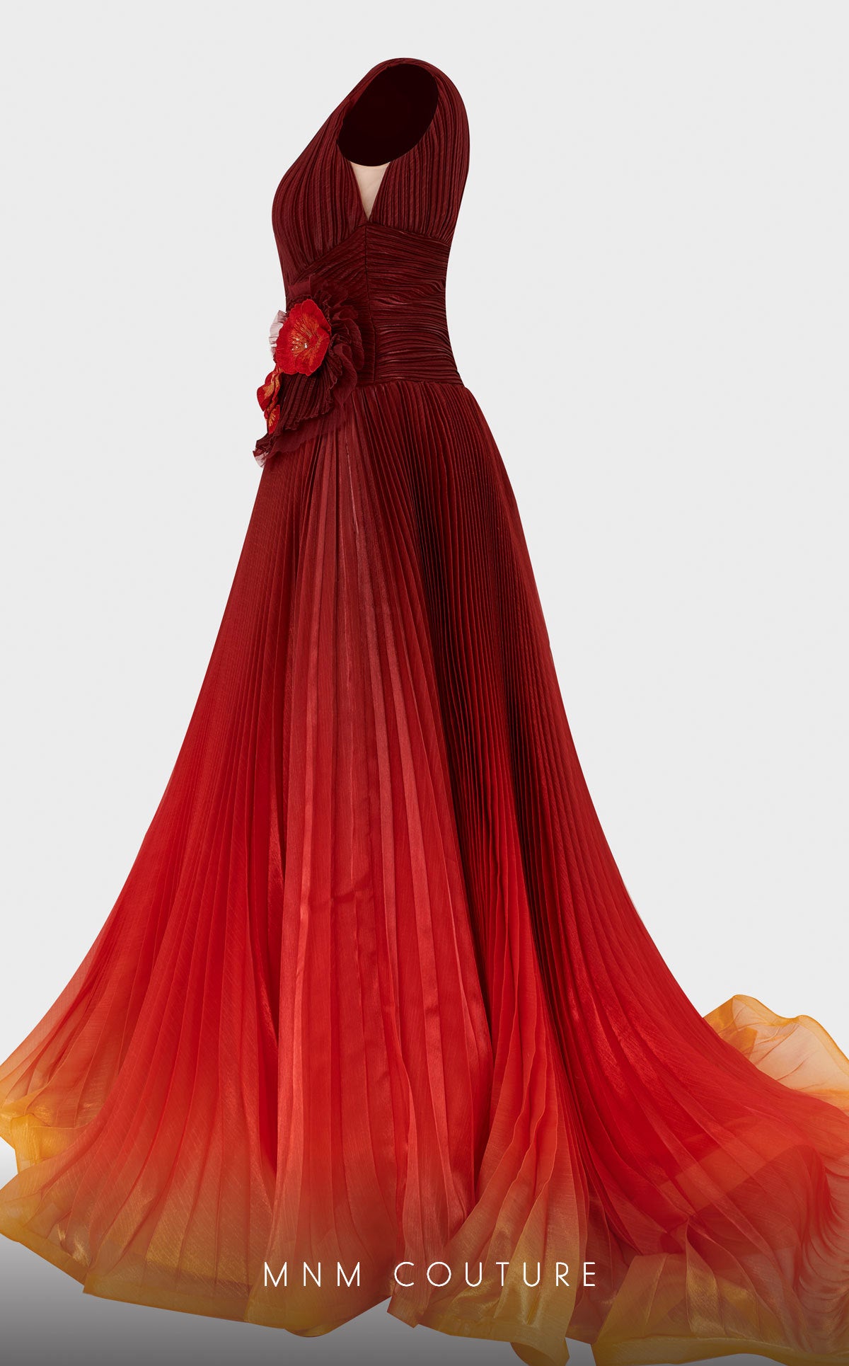 V-Neck Floor-Length Chiffon Evening A-Line MNM Couture 2708