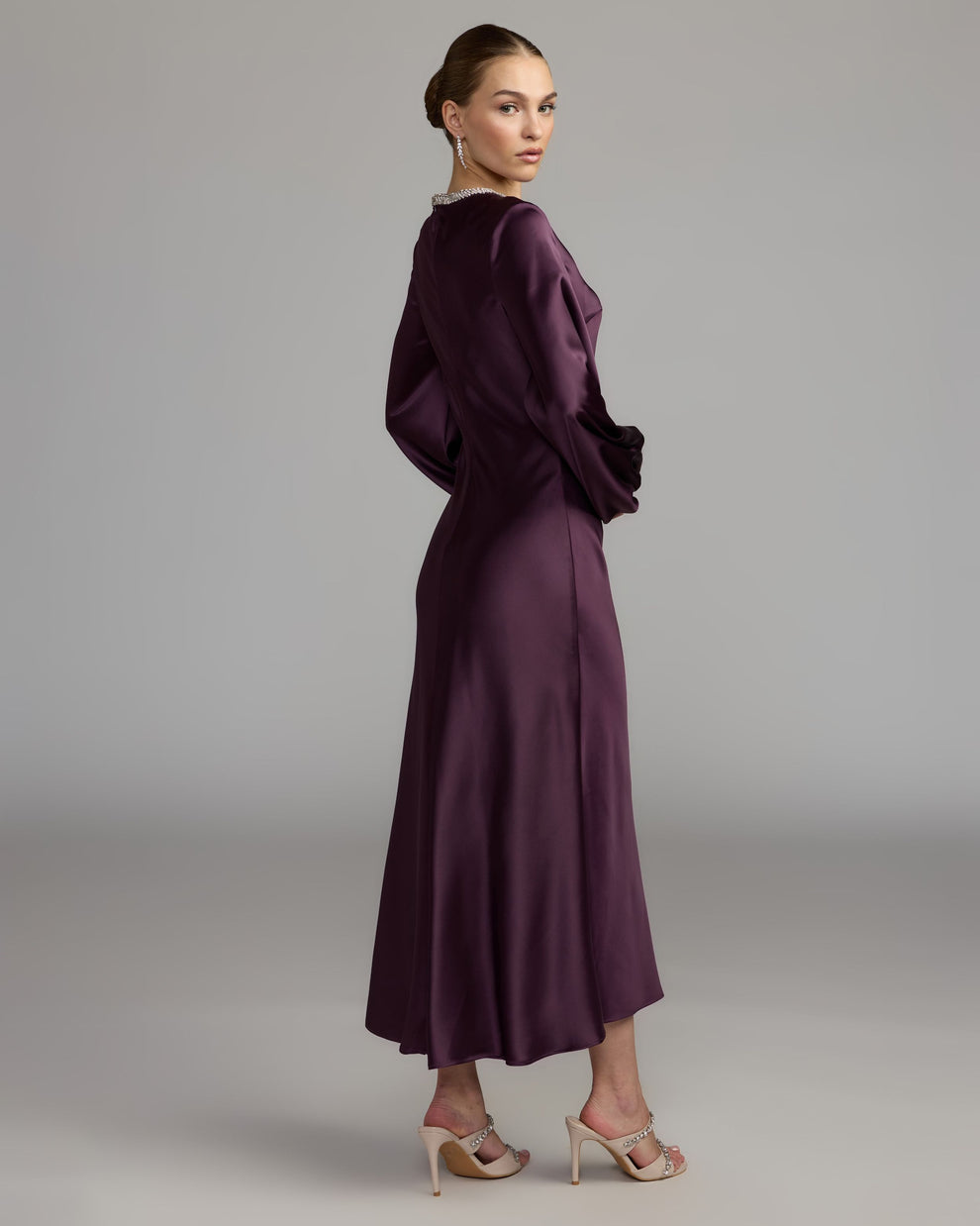 Crew High-Neck Floor-Length Satin Cocktail Sheath Mac Duggal 9927350P