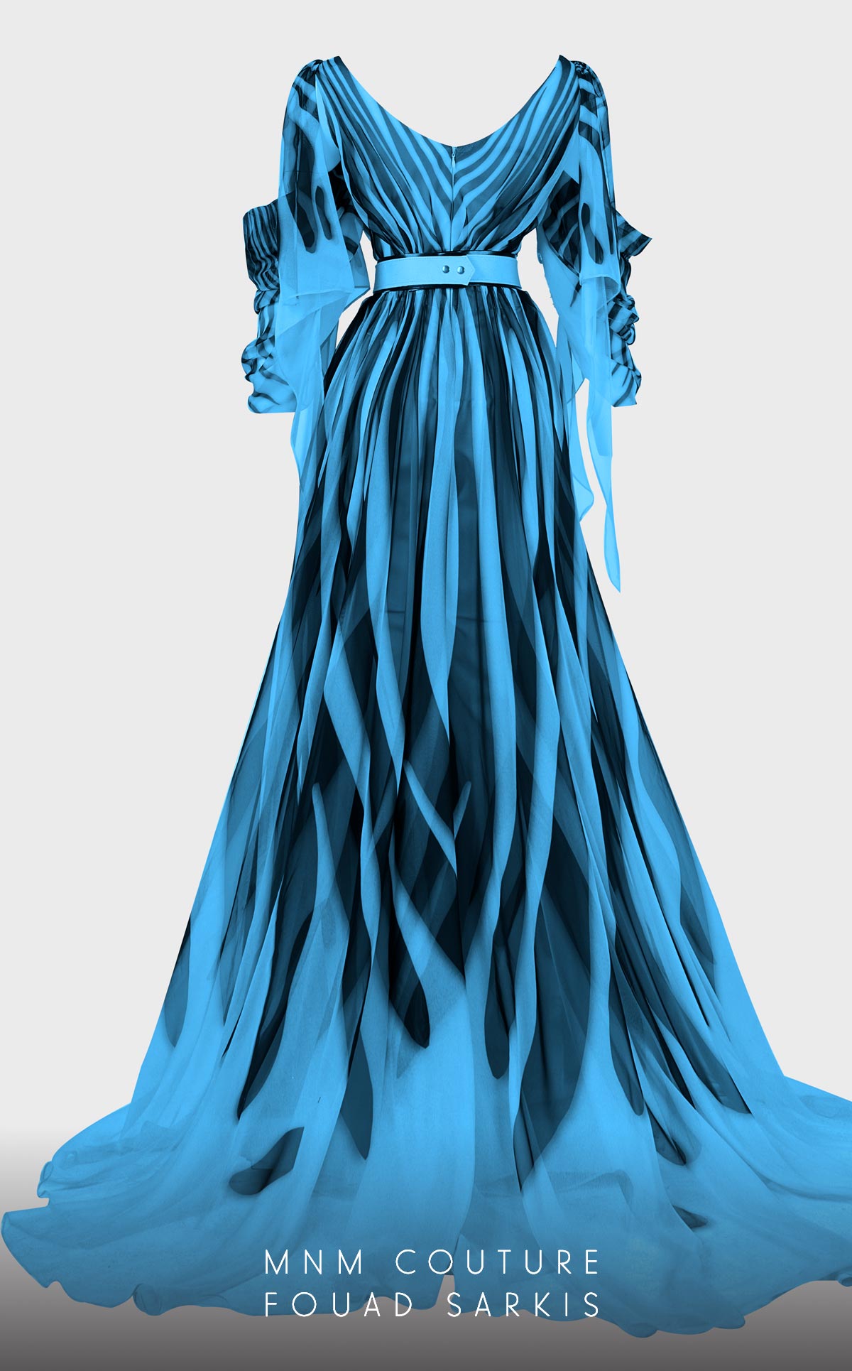 V-Neck Floor-Length Chiffon Formal A-Line MNM Couture 2748