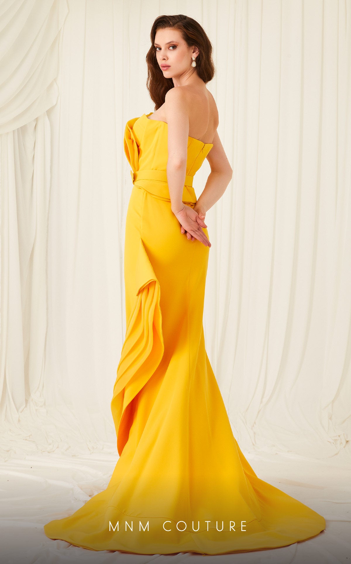 Strapless Straight Neck Floor-Length Crepe Formal Mermaid MNM Couture 2755