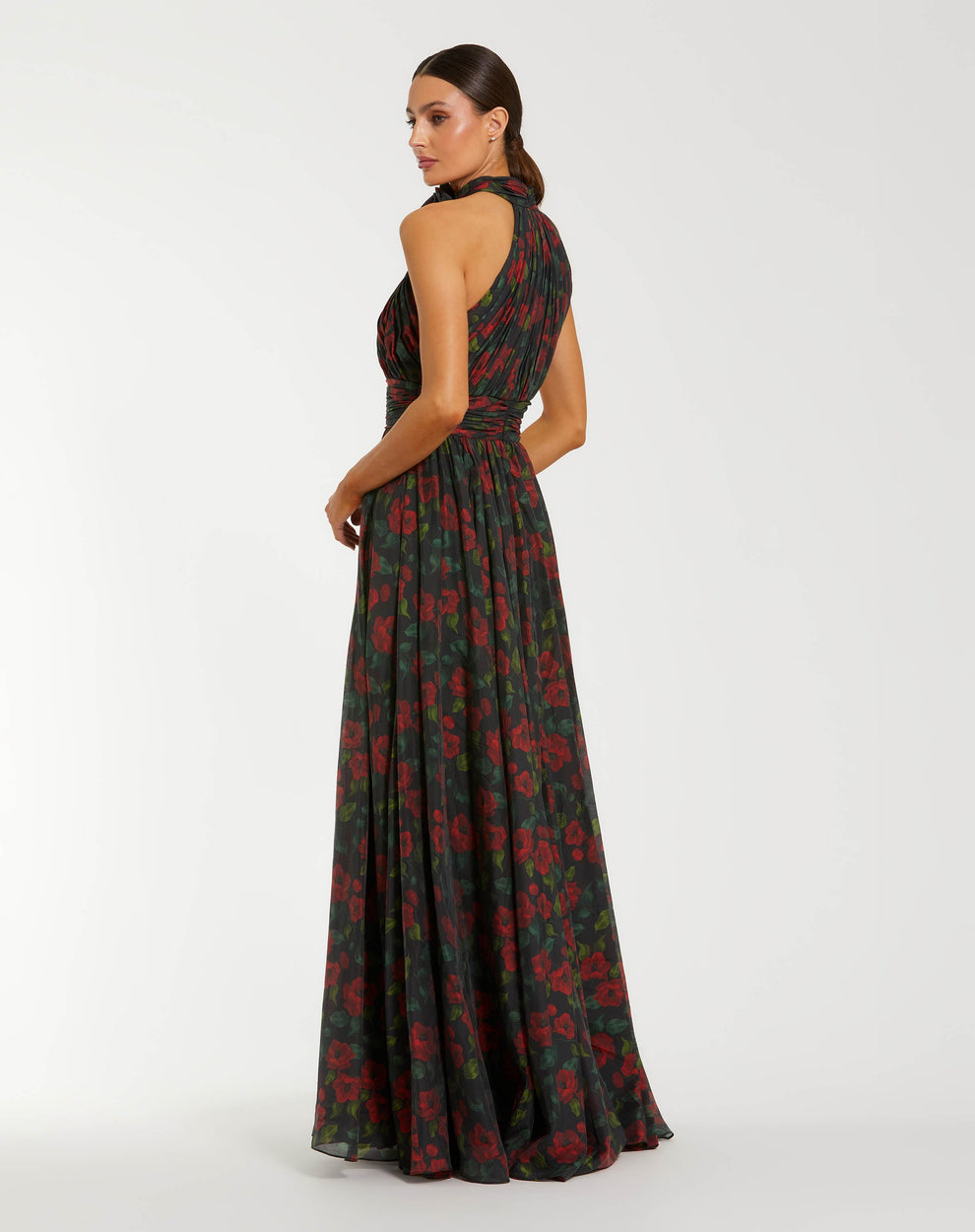 Prom Dress Long Formal Floral Printed Prom Dress Black Multi