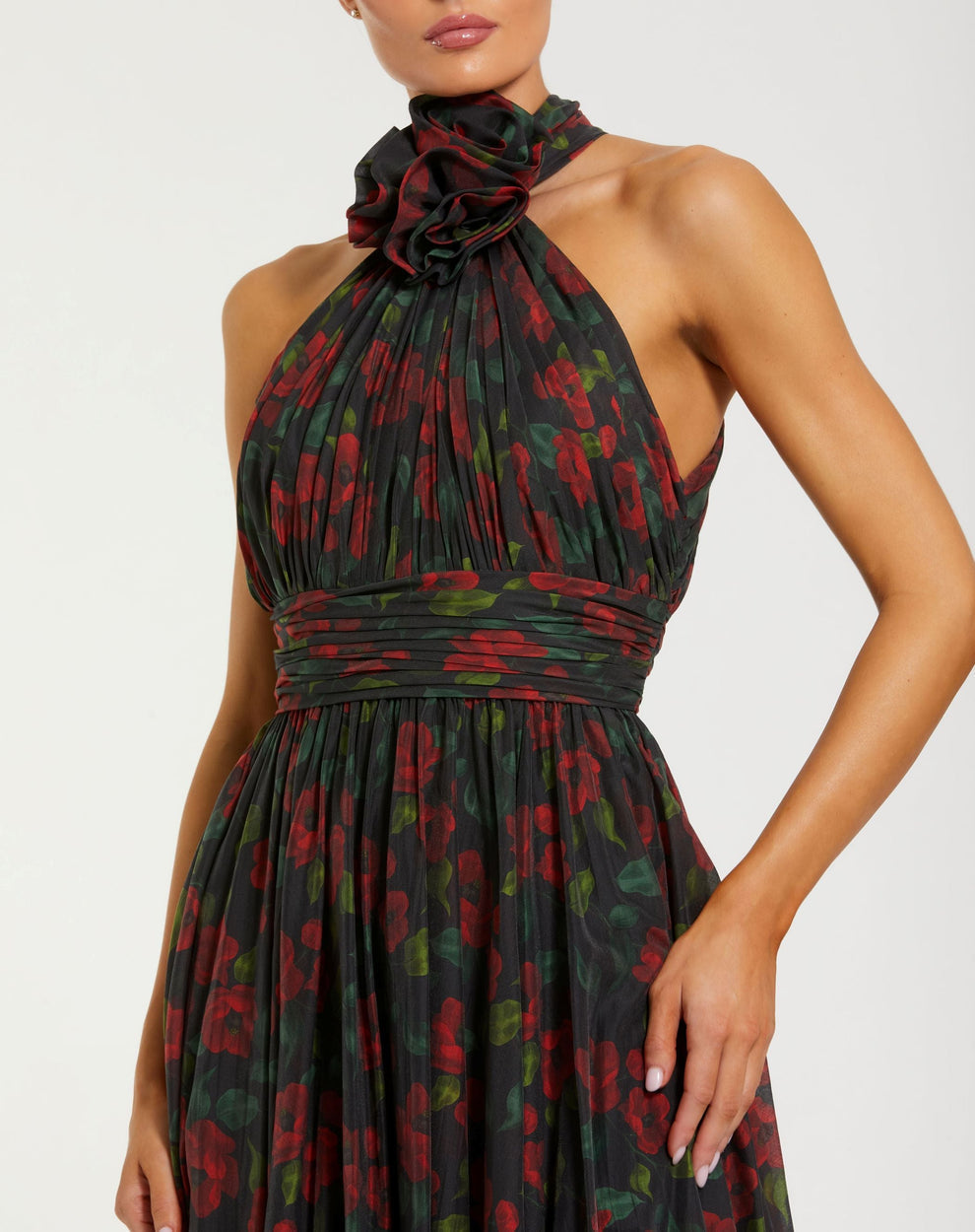 Prom Dress Long Formal Floral Printed Prom Dress Black Multi