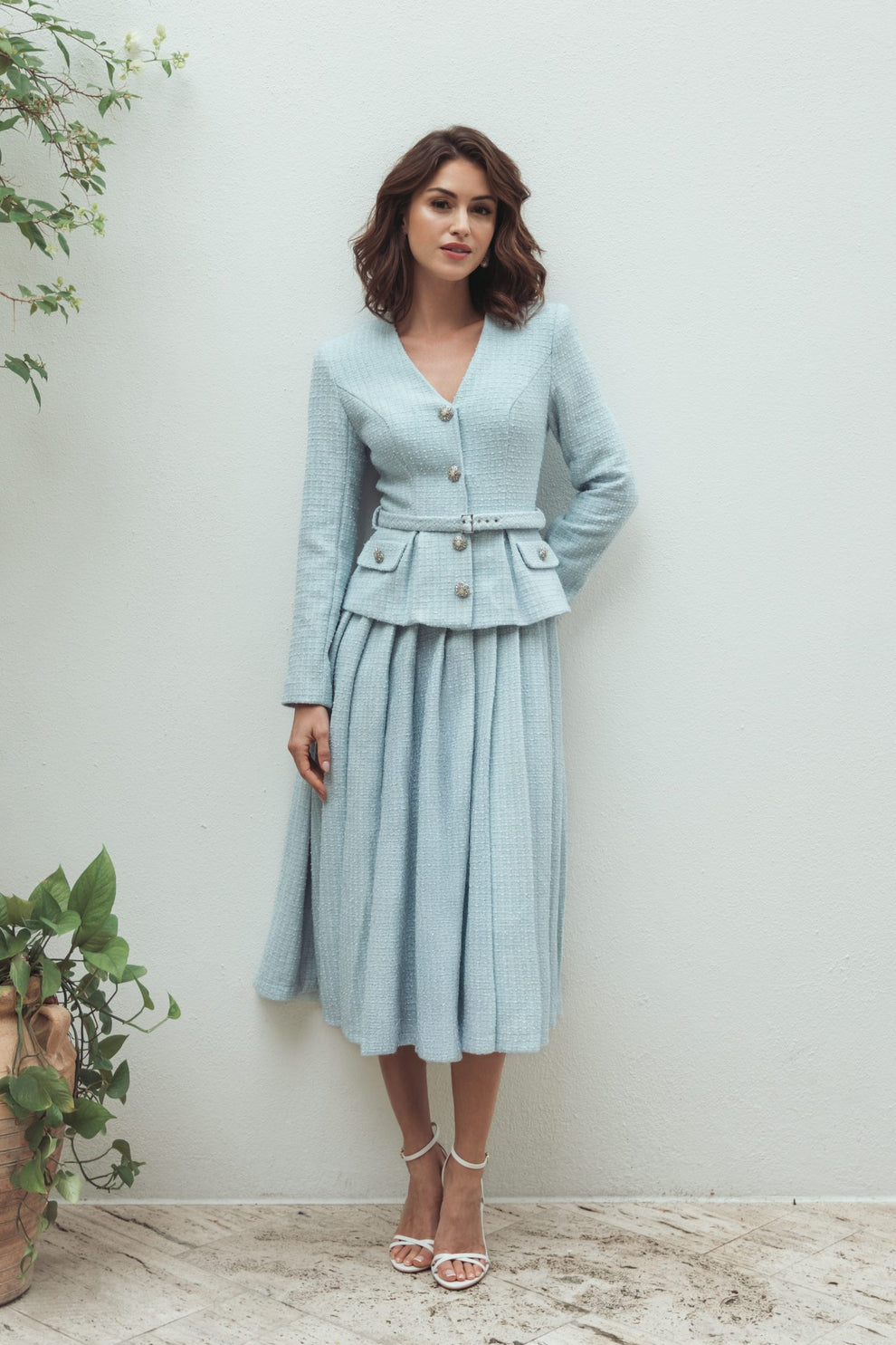 Cocktail Dresses Long Sleeve Short Pleated cocktail Dress Mac Duggal 27751 Powder Blue