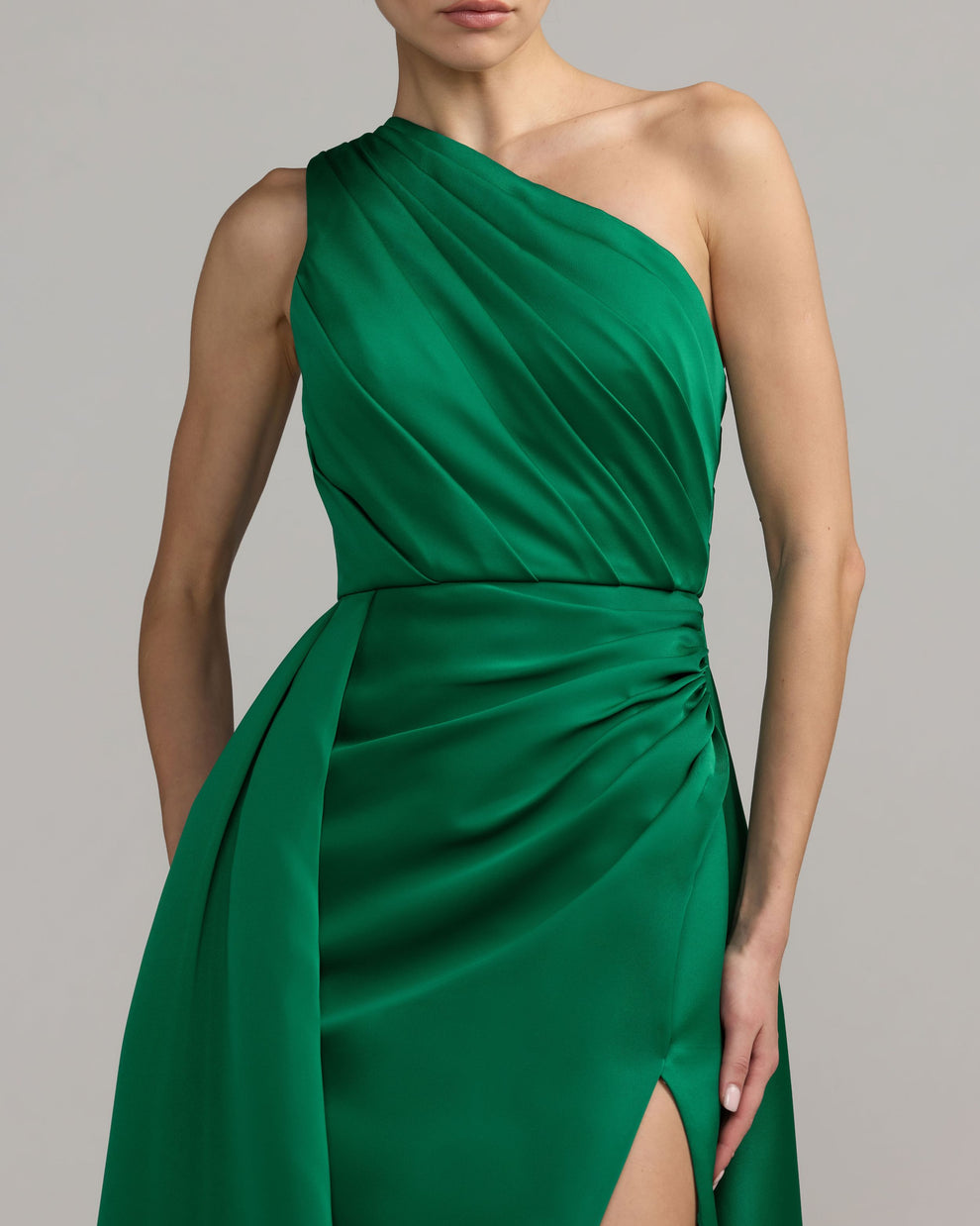 One-Shoulder Floor-Length Satin Formal A-Line Mac Duggal 27784