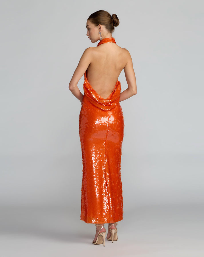 Prom Dresses Fitted Long Formal Sequin Prom Dress Mac Duggal 27794 Tangerine