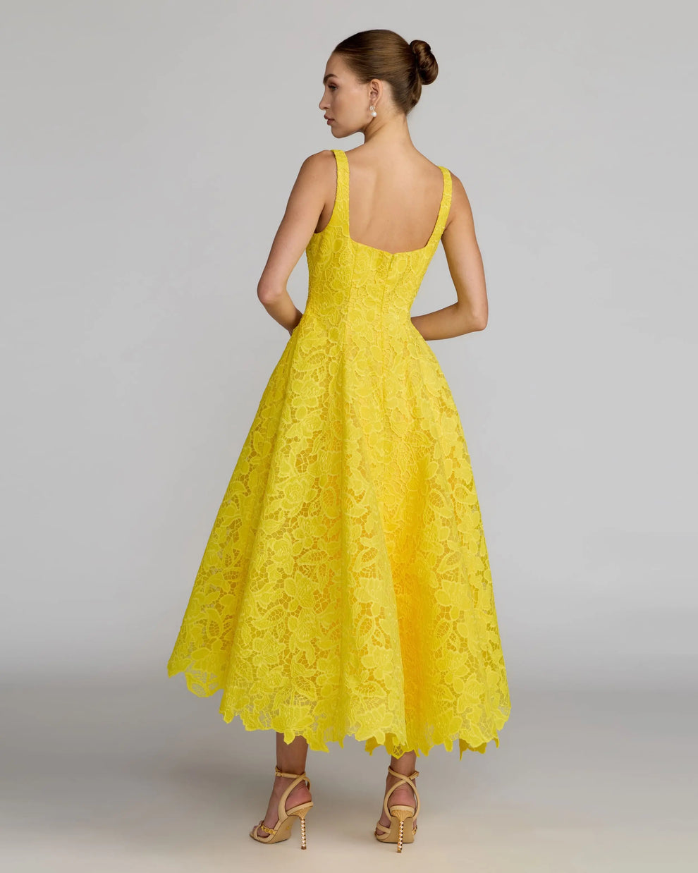 Square Tea-Length Lace Formal Fit & Flare Mac Duggal 27801