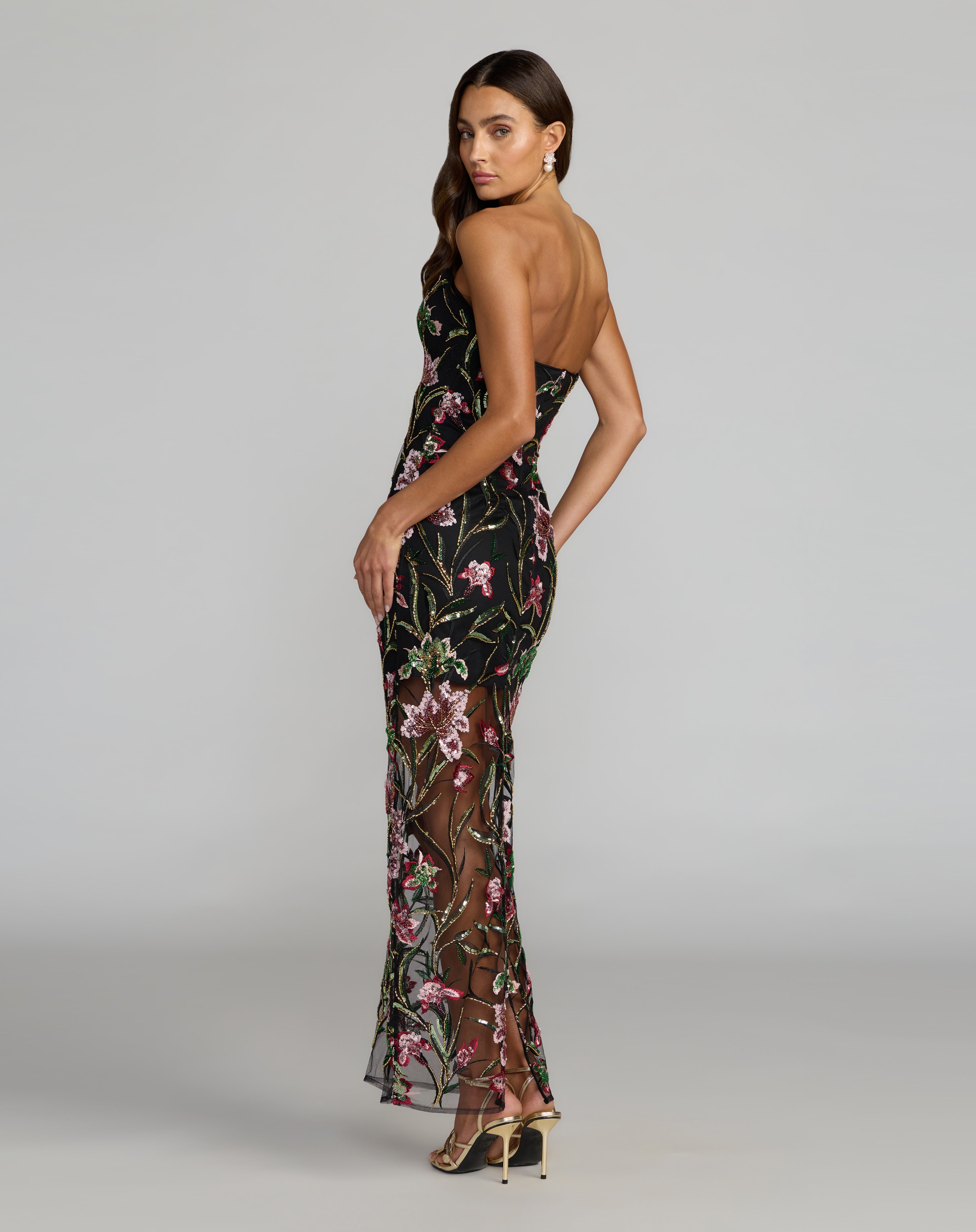 Strapless Straight Neck Floor-Length Tulle Prom Sheath/Column Mac Duggal 27814