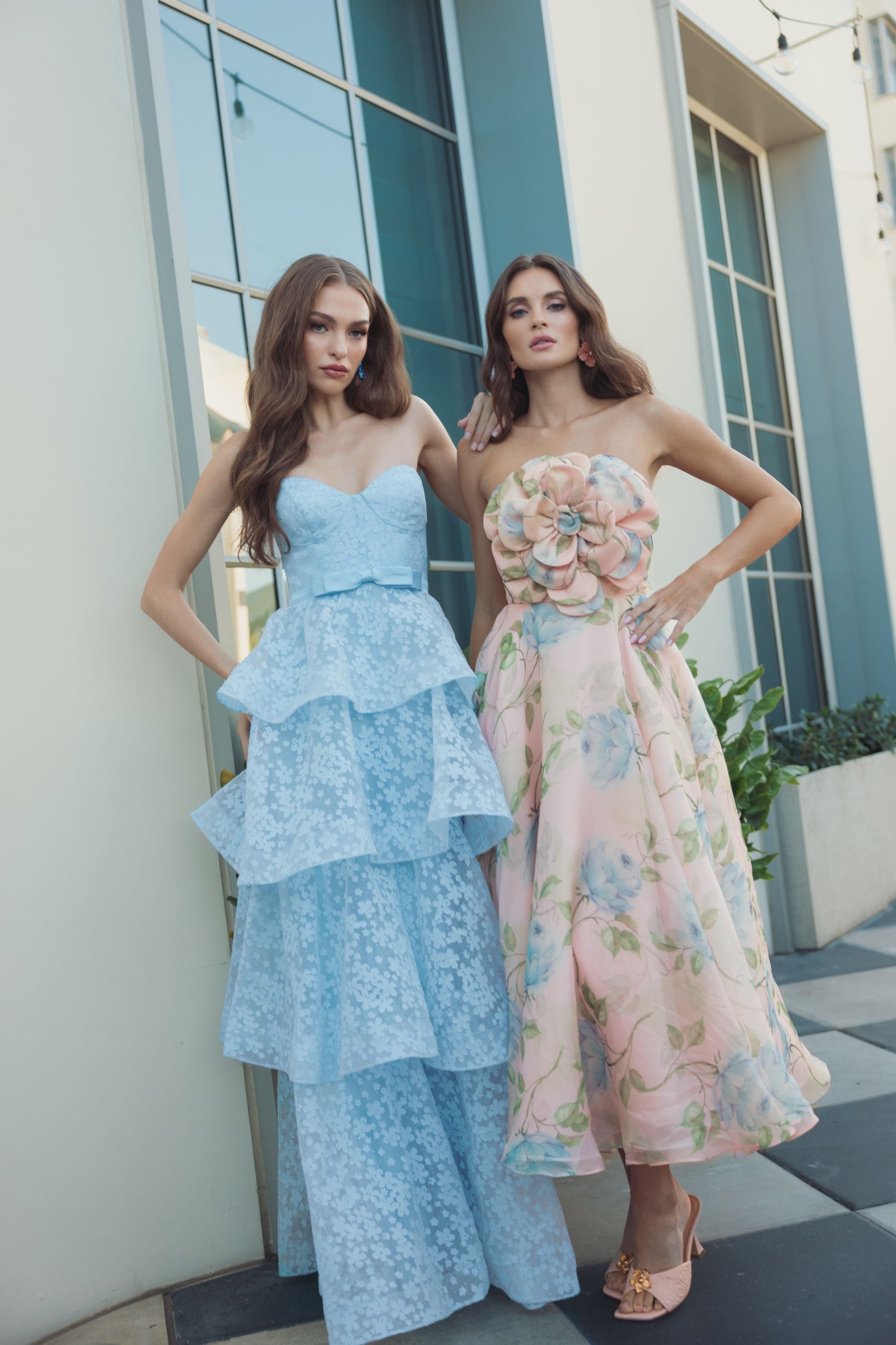 Cocktail Dresses Floral Tea Length Short Cocktail Dress Mac Duggal 27822 Powder Blue Multi