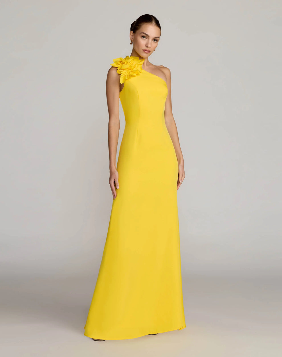 One-Shoulder Floor-Length Crepe Evening Sheath/Column Mac Duggal 27825