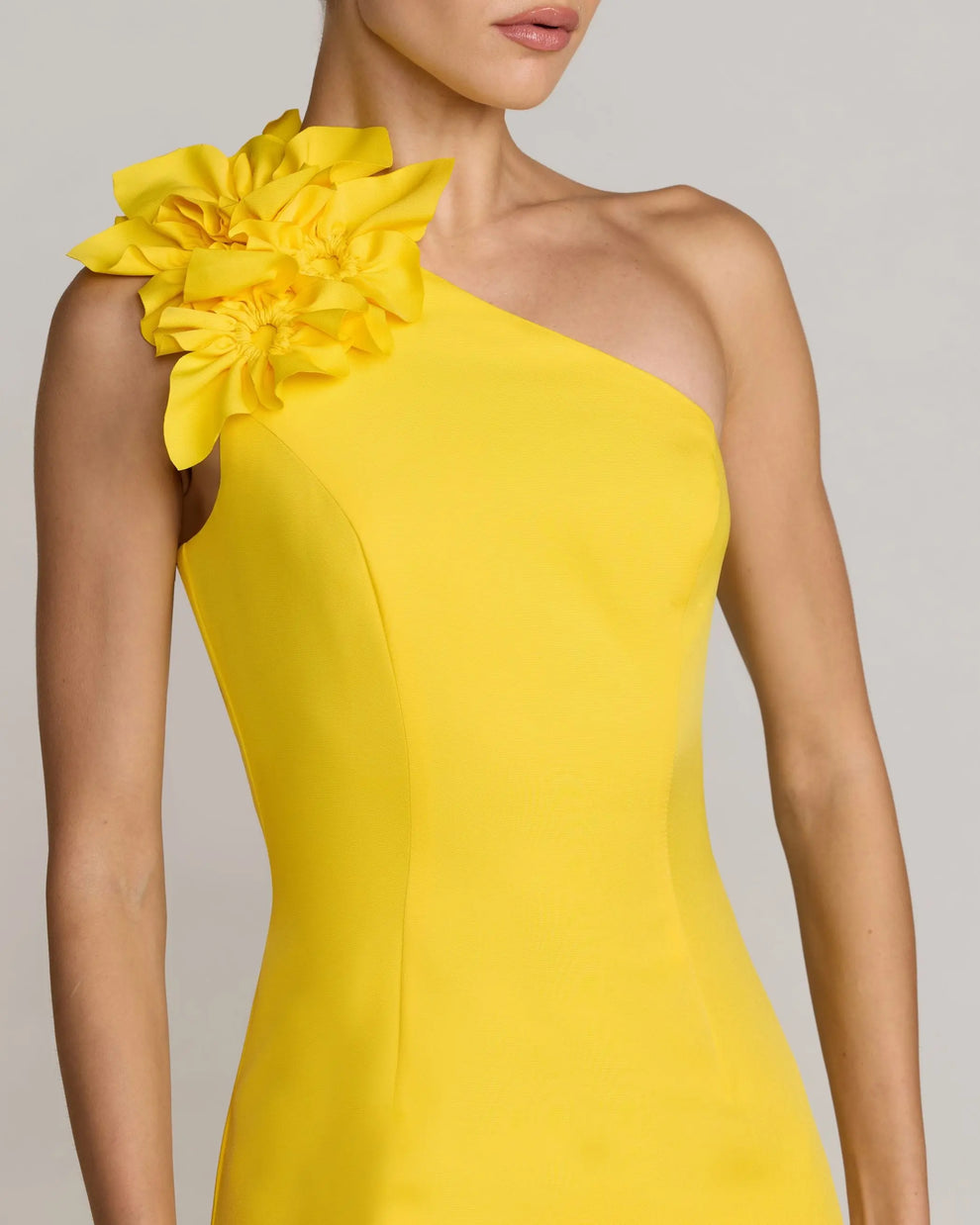 One-Shoulder Floor-Length Crepe Evening Sheath/Column Mac Duggal 27825